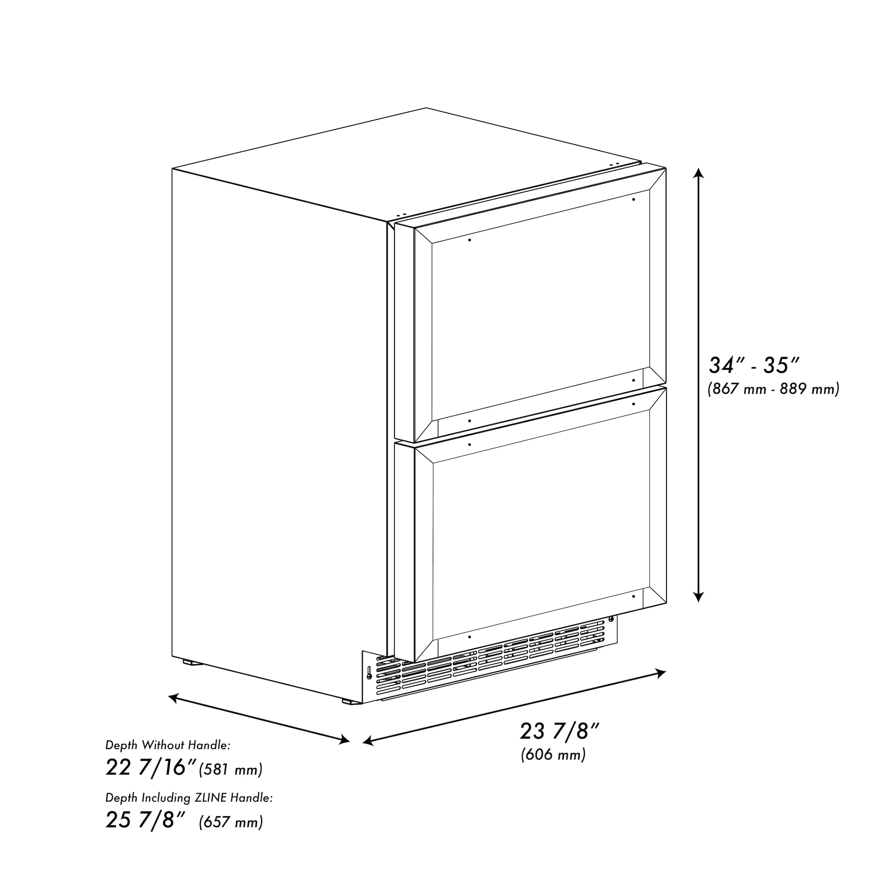 ZLINE 24-Inch Refrigerator Drawer 4.6 cu. ft. 168-Can Capacity Outdoor-Rated Panel-Ready Polished Gold Handles (RDSPOZ-24-G)