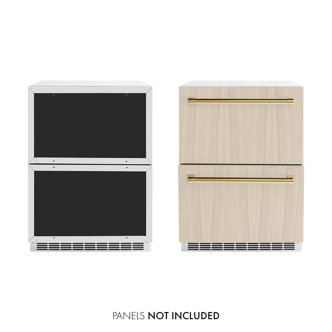 ZLINE 24-Inch Refrigerator Drawer 4.6 cu. ft. 168-Can Capacity Outdoor-Rated Panel-Ready Polished Gold Handles (RDSPOZ-24-G)