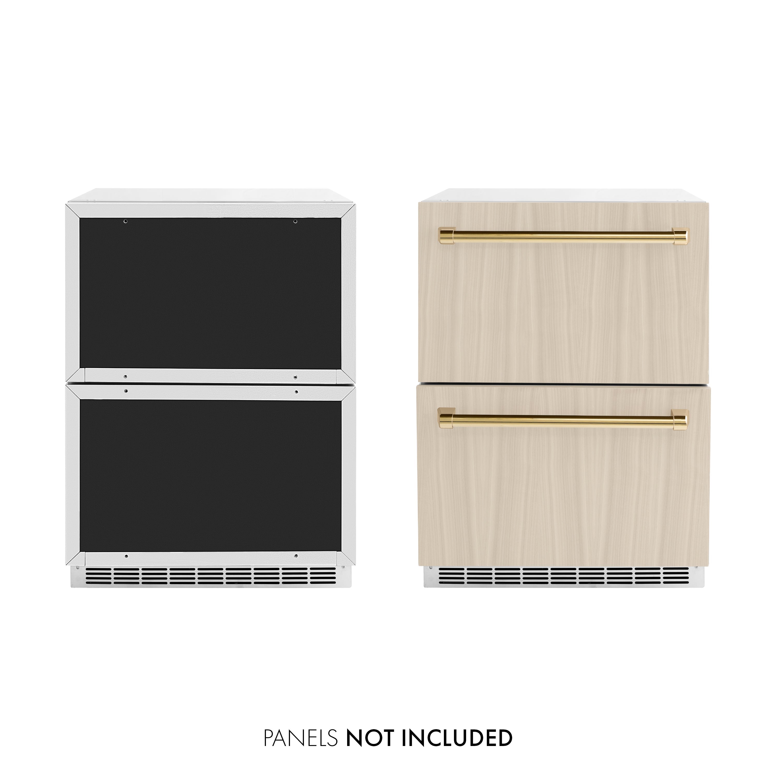 ZLINE 24-Inch Refrigerator Drawer 4.6 cu. ft. 168-Can Capacity Outdoor-Rated Panel-Ready Polished Gold Handles (RDSPOZ-24-G)