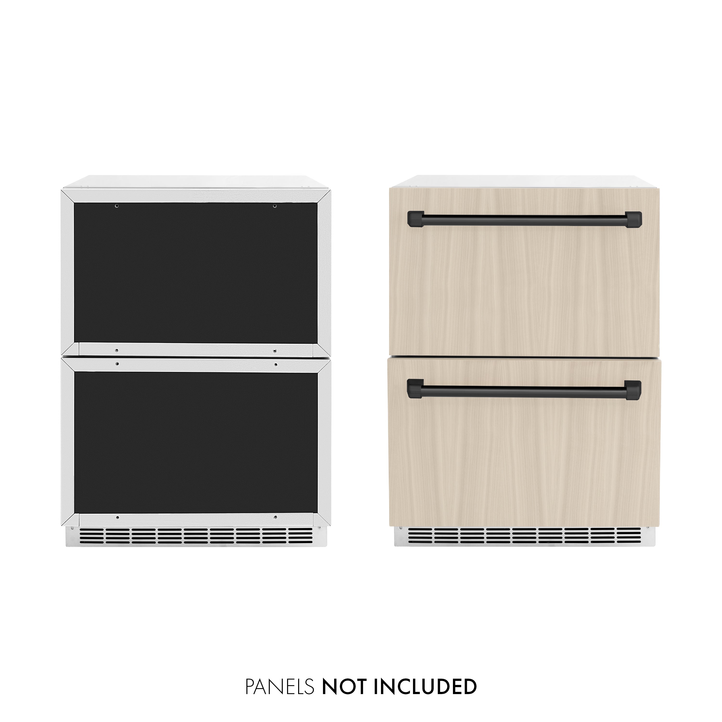 ZLINE 24 in. Refrigerator Drawer 4.6 cu. ft. Outdoor Rated Panel Ready Matte Black Handles (RDSPOZ-24-MB)