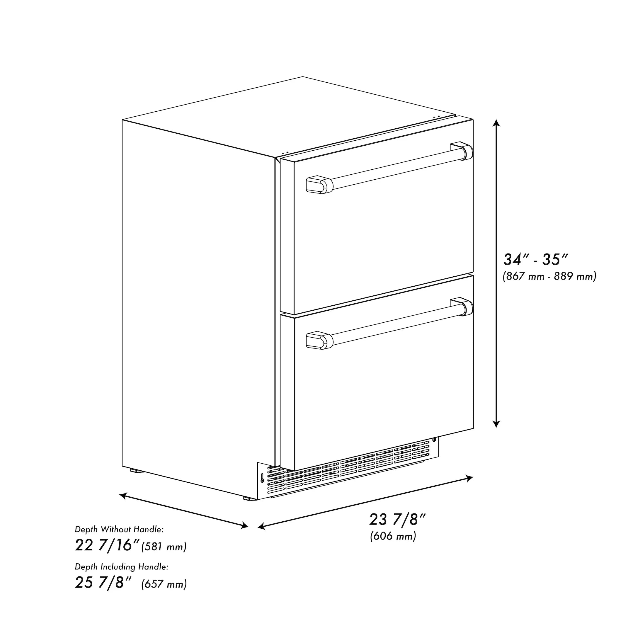 ZLINE 24 in. Refrigerator Drawer 168 Can Capacity Outdoor-Rated Stainless Steel Doors Champagne Bronze Handles (RDSOZ-ST-24-CB)