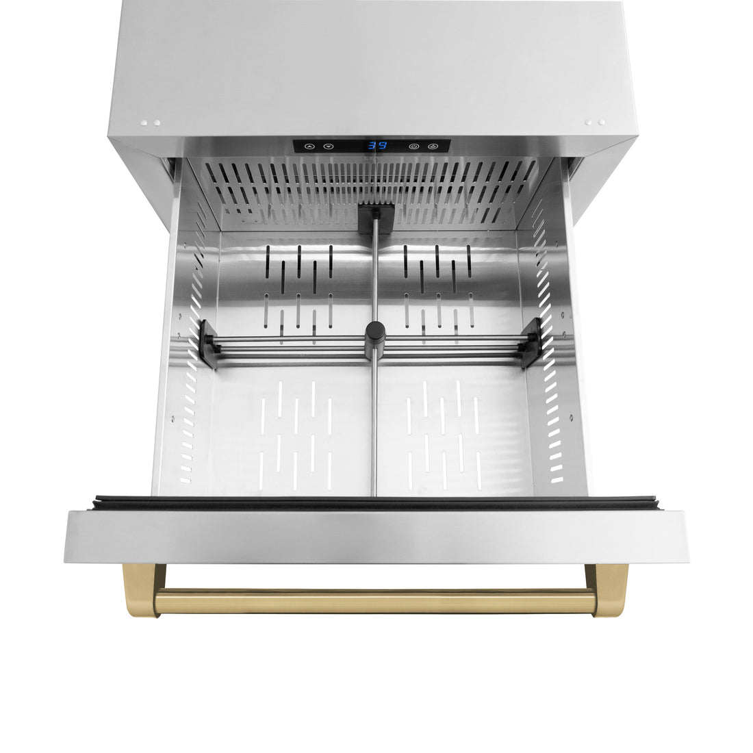 ZLINE 24 in. Refrigerator Drawer 168 Can Capacity Outdoor-Rated Stainless Steel Doors Champagne Bronze Handles (RDSOZ-ST-24-CB)