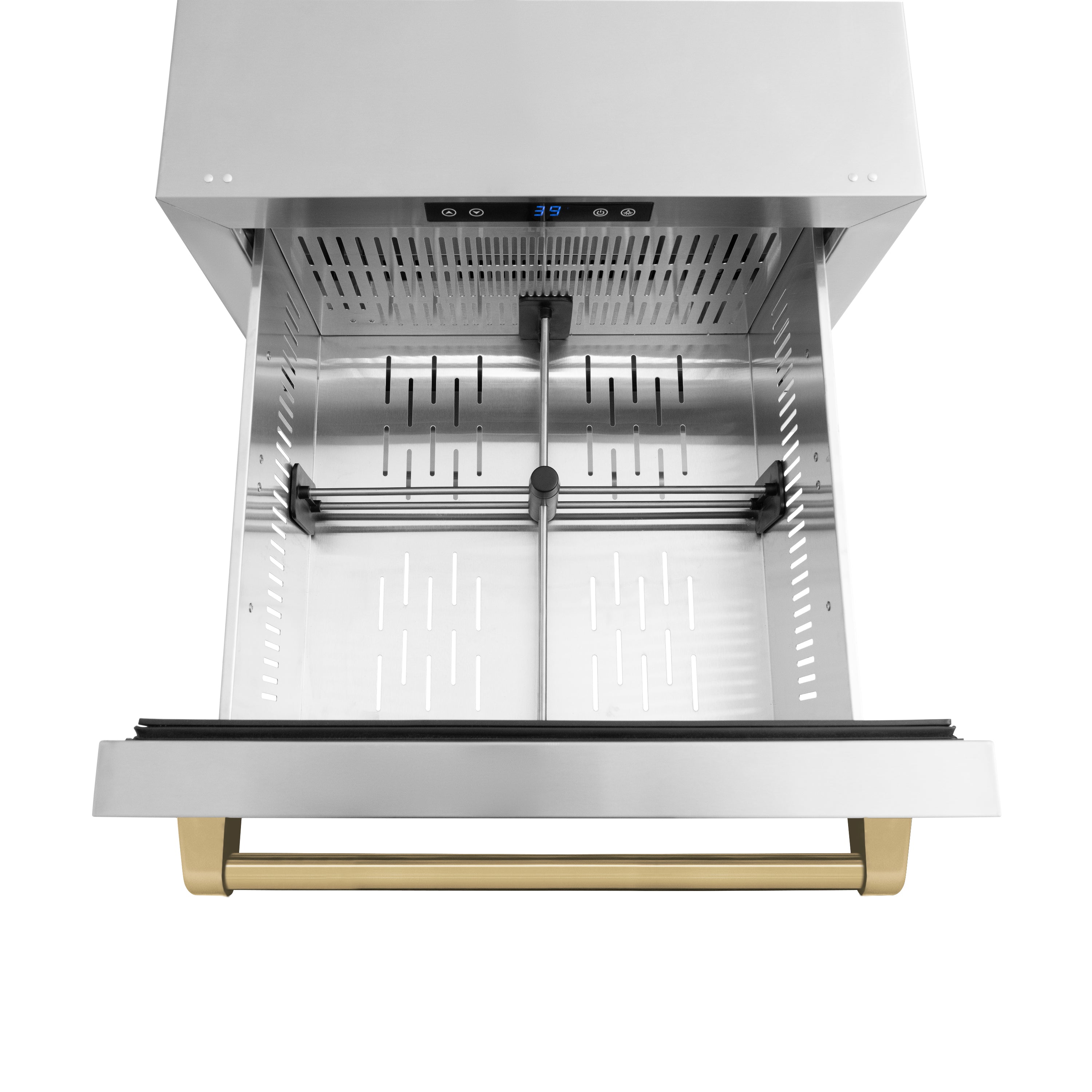 ZLINE 24 in. Refrigerator Drawer 168 Can Capacity Outdoor-Rated Stainless Steel Doors Champagne Bronze Handles (RDSOZ-ST-24-CB)