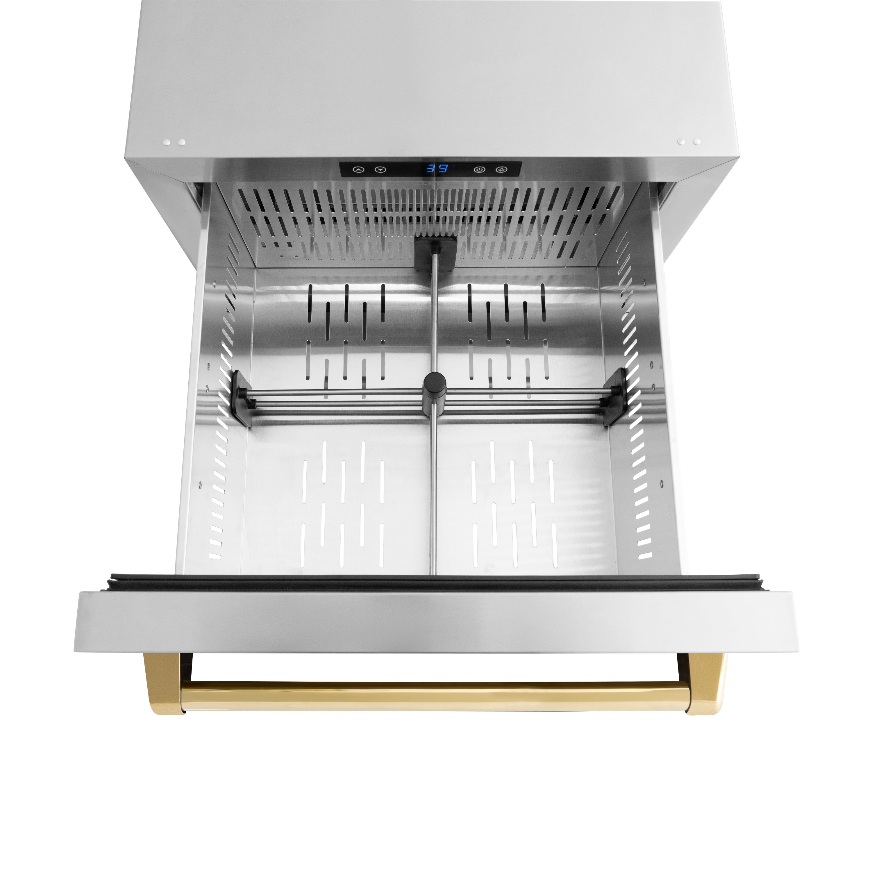 ZLINE 24-Inch Refrigerator Drawer Outdoor-Rated 168-Can Capacity Stainless Steel Polished Gold Handles (RDSOZ-ST-24-G)