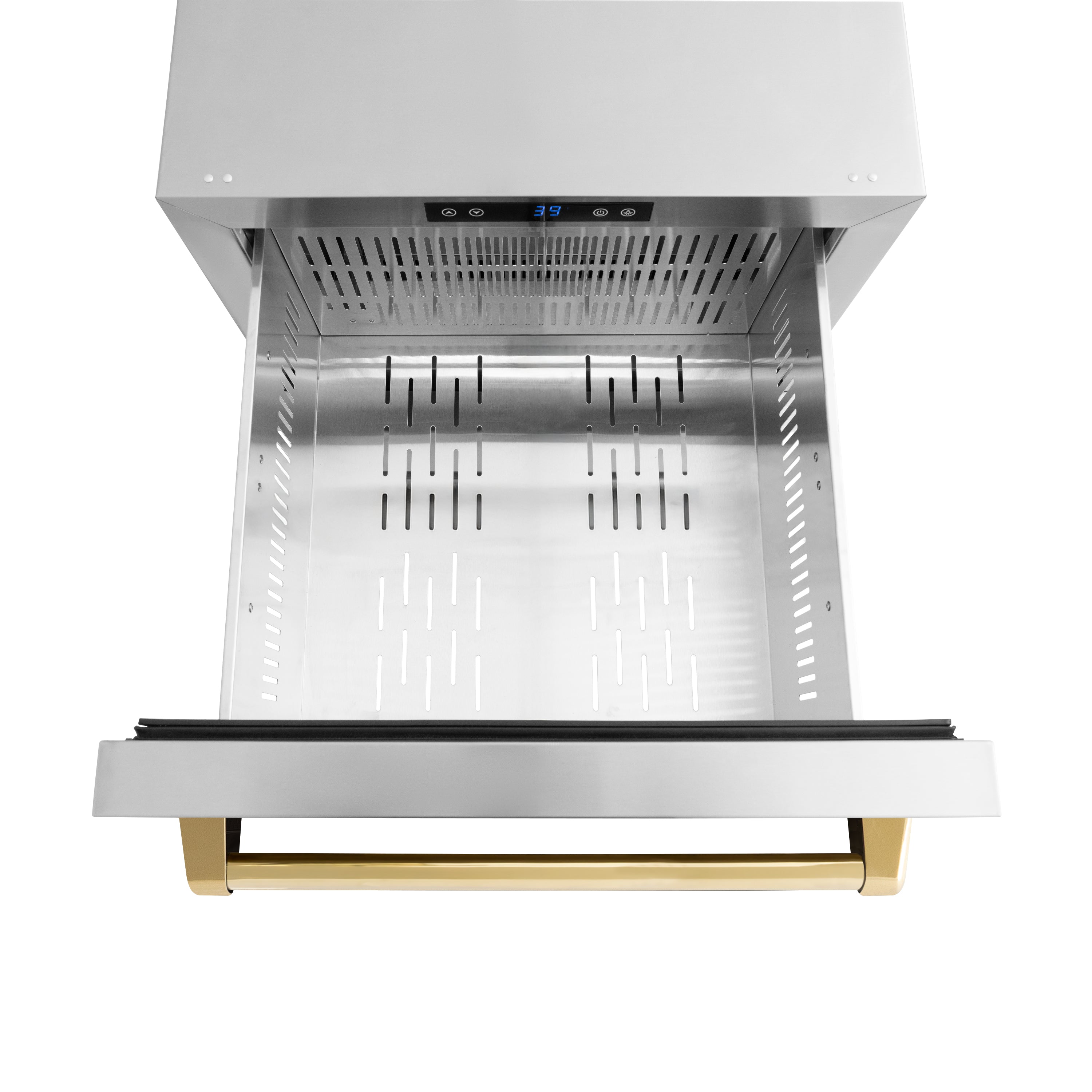 ZLINE 24-Inch Refrigerator Drawer Outdoor-Rated 168-Can Capacity Stainless Steel Polished Gold Handles (RDSOZ-ST-24-G)