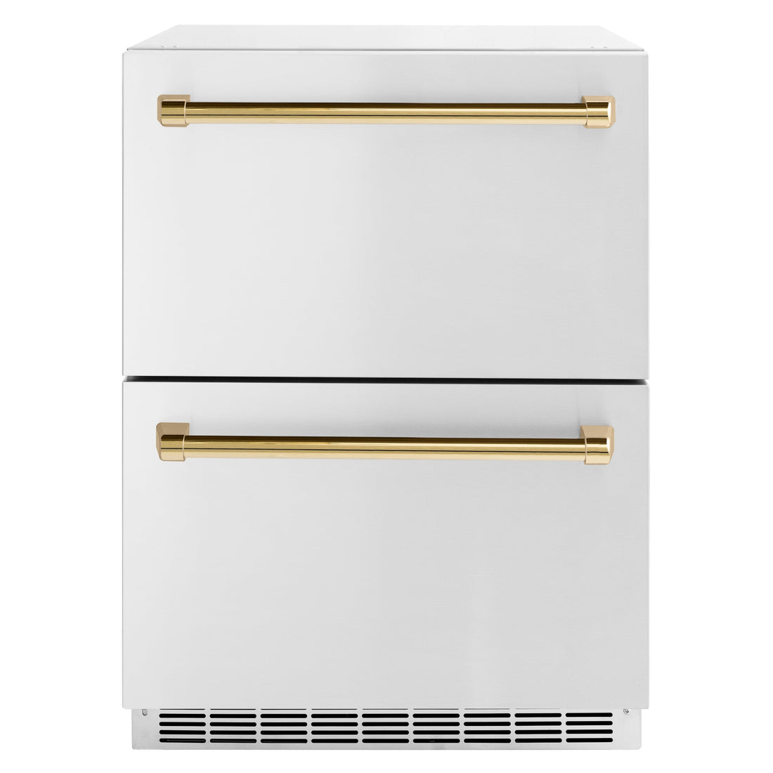 ZLINE 24-Inch Refrigerator Drawer Outdoor-Rated 168-Can Capacity Stainless Steel Polished Gold Handles (RDSOZ-ST-24-G)