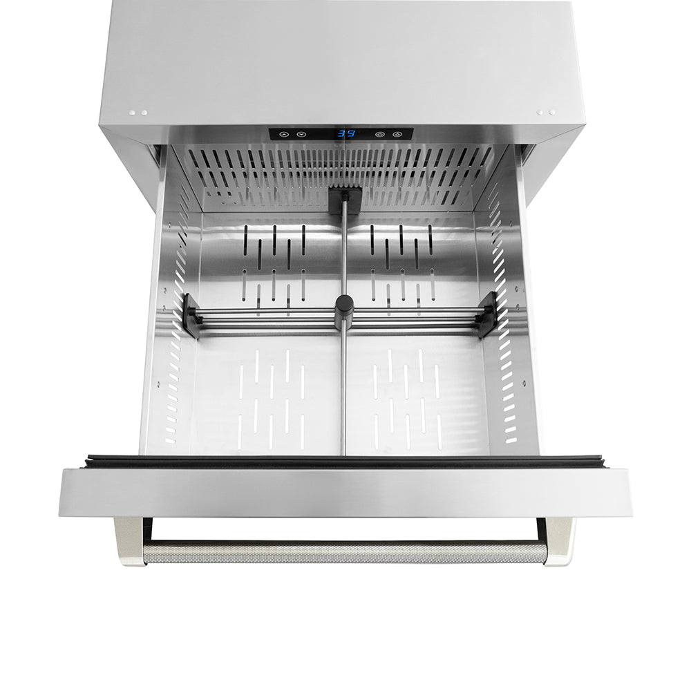 ZLINE 24 in. Outdoor Dual Refrigerator Drawer 168 Can Capacity Stainless Steel Doors Polished Nickel Helix Handles (RDSOZ-ST-24-KPN)