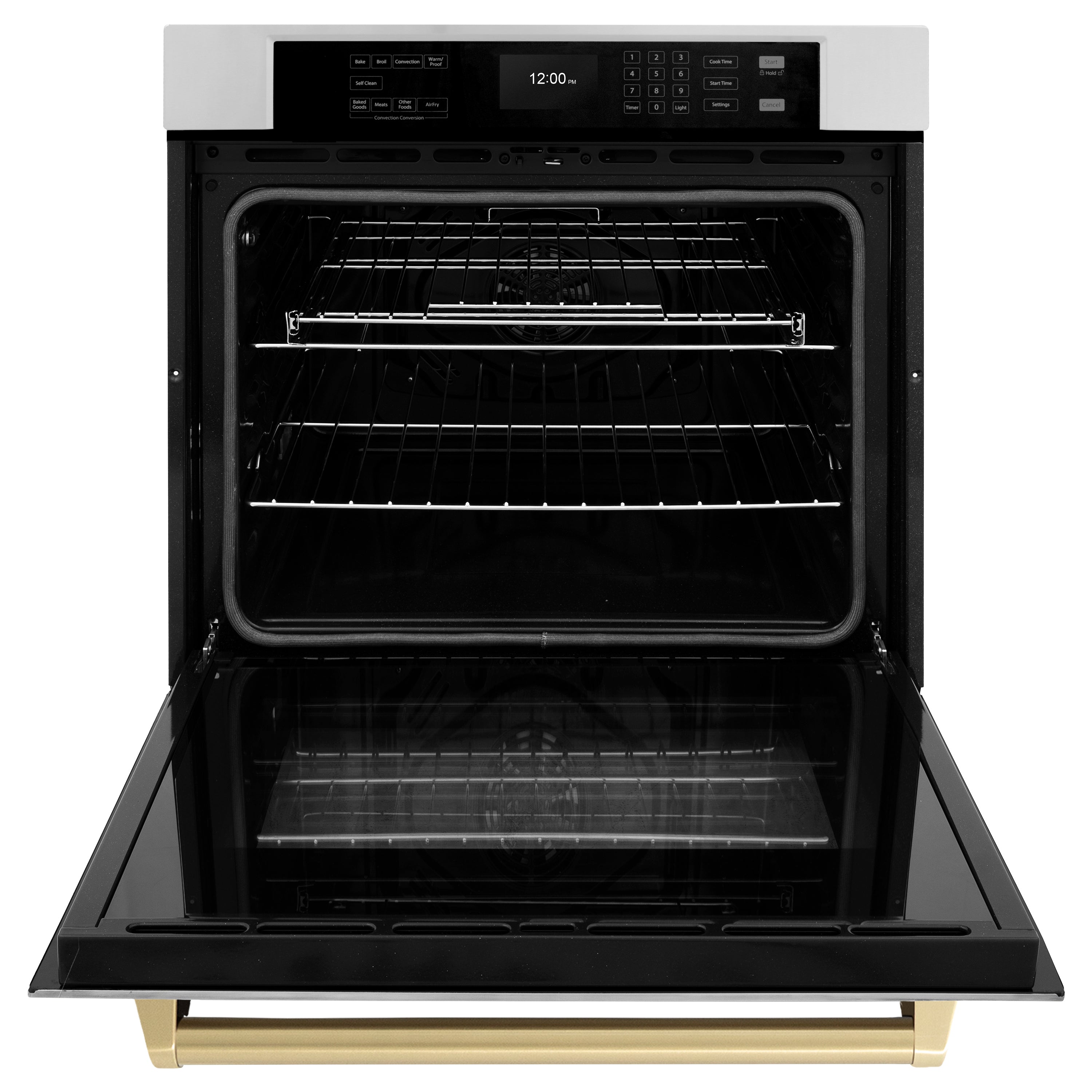 ZLINE 30" Autograph Single Wall Oven with Air Fry and Self-Clean in Stainless Steel and Champagne Bronze Handle, WASZ-30-CB