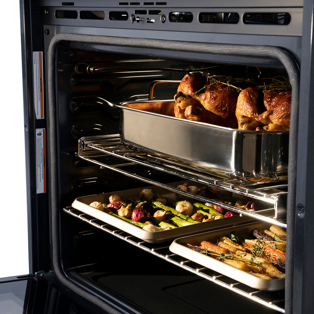 ZLINE Autograph 30" Professional True Convection Single Wall Oven with Air Fry and Self Clean in Stainless Steel with Polished Nickel Helix Handle, WASZ-30-KPN