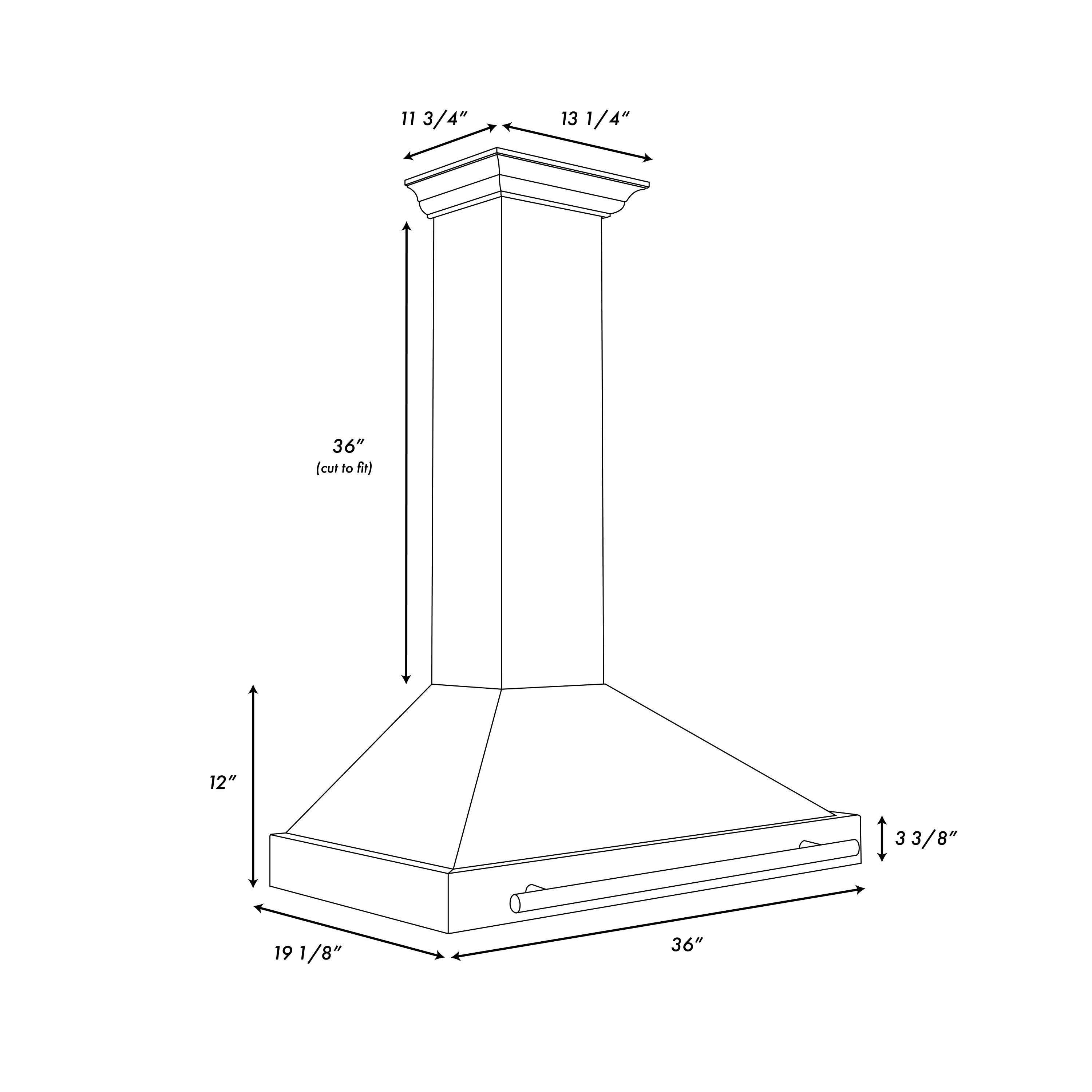 ZLINE 36 in. Wall Mount Range Hood 400 CFM Convertible Black Stainless Steel Gold Handle (BSKB4Z-36-G)