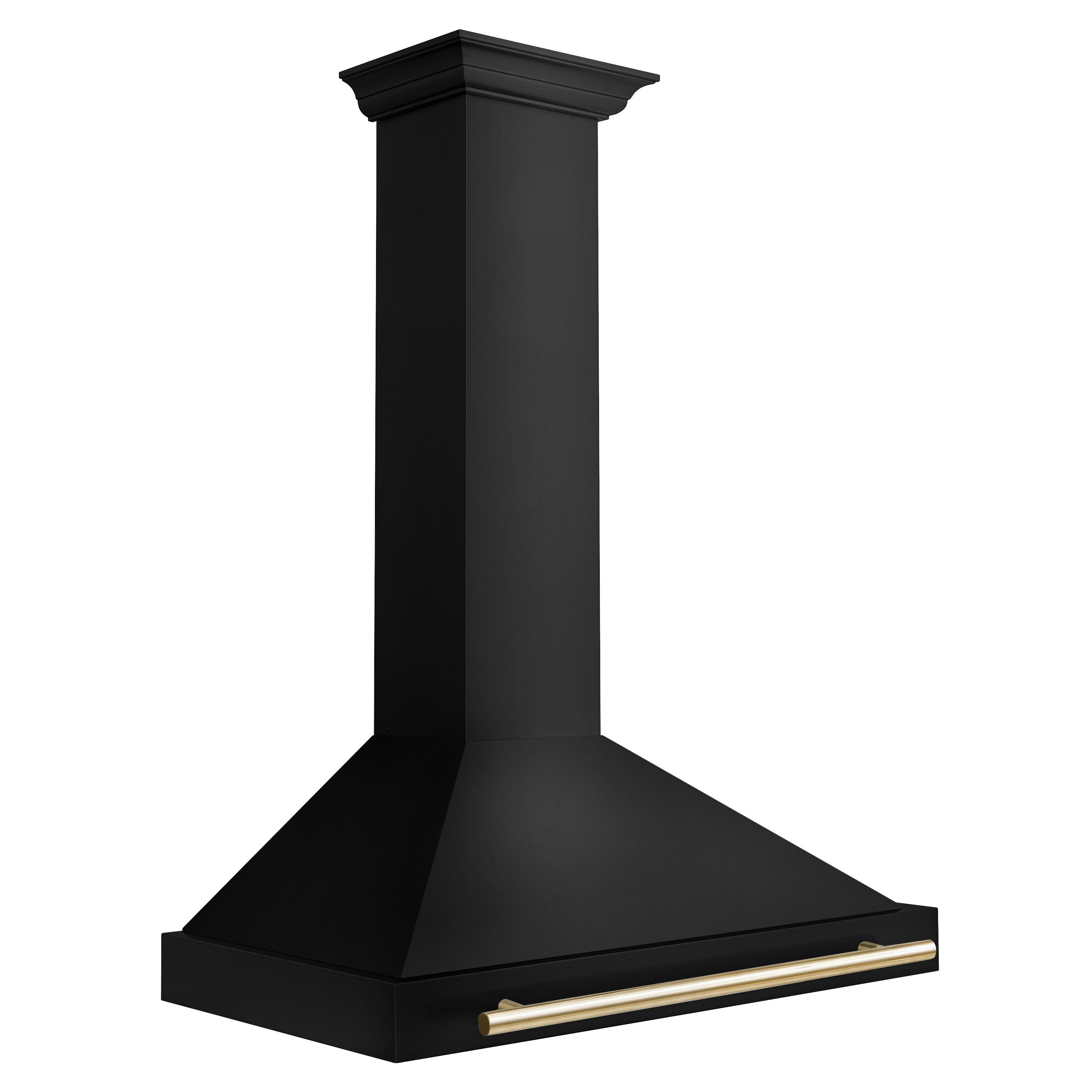 ZLINE 36 in. Wall Mount Range Hood 400 CFM Convertible Black Stainless Steel Gold Handle (BSKB4Z-36-G)