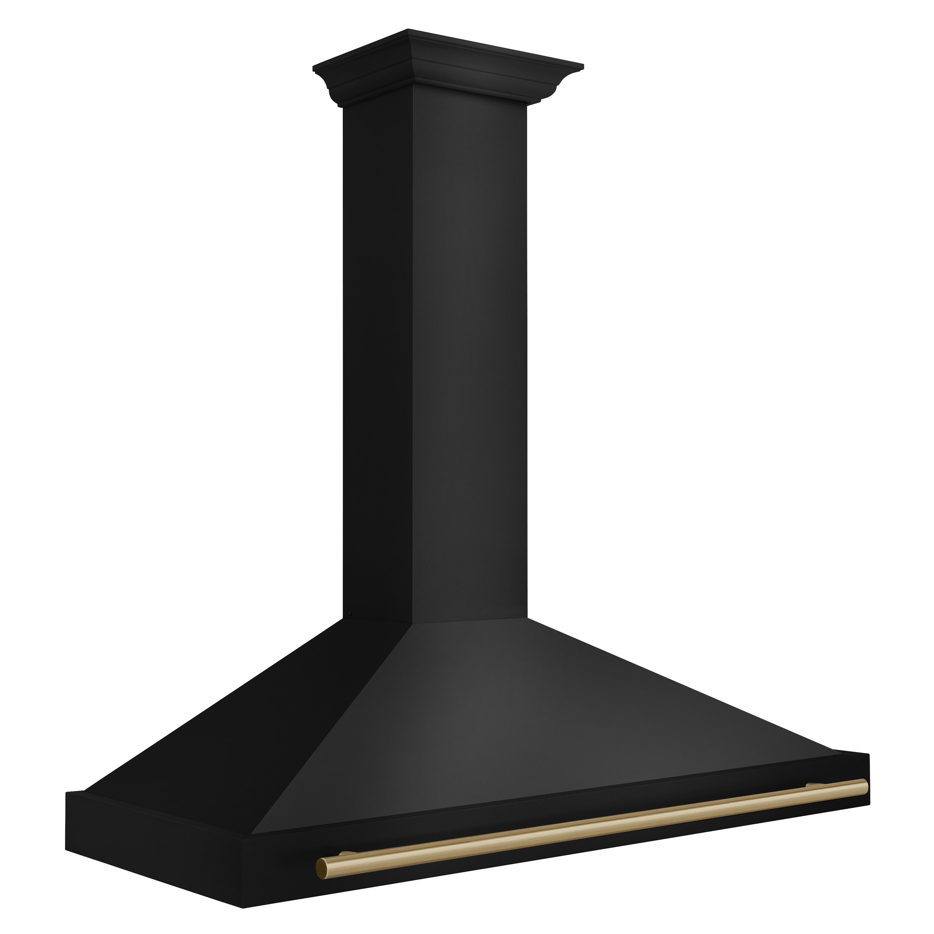 ZLINE 48 in. Wall Mount Range Hood 400 CFM Convertible Black Stainless Steel with Champagne Bronze Handle (BSKB4Z-48-CB)
