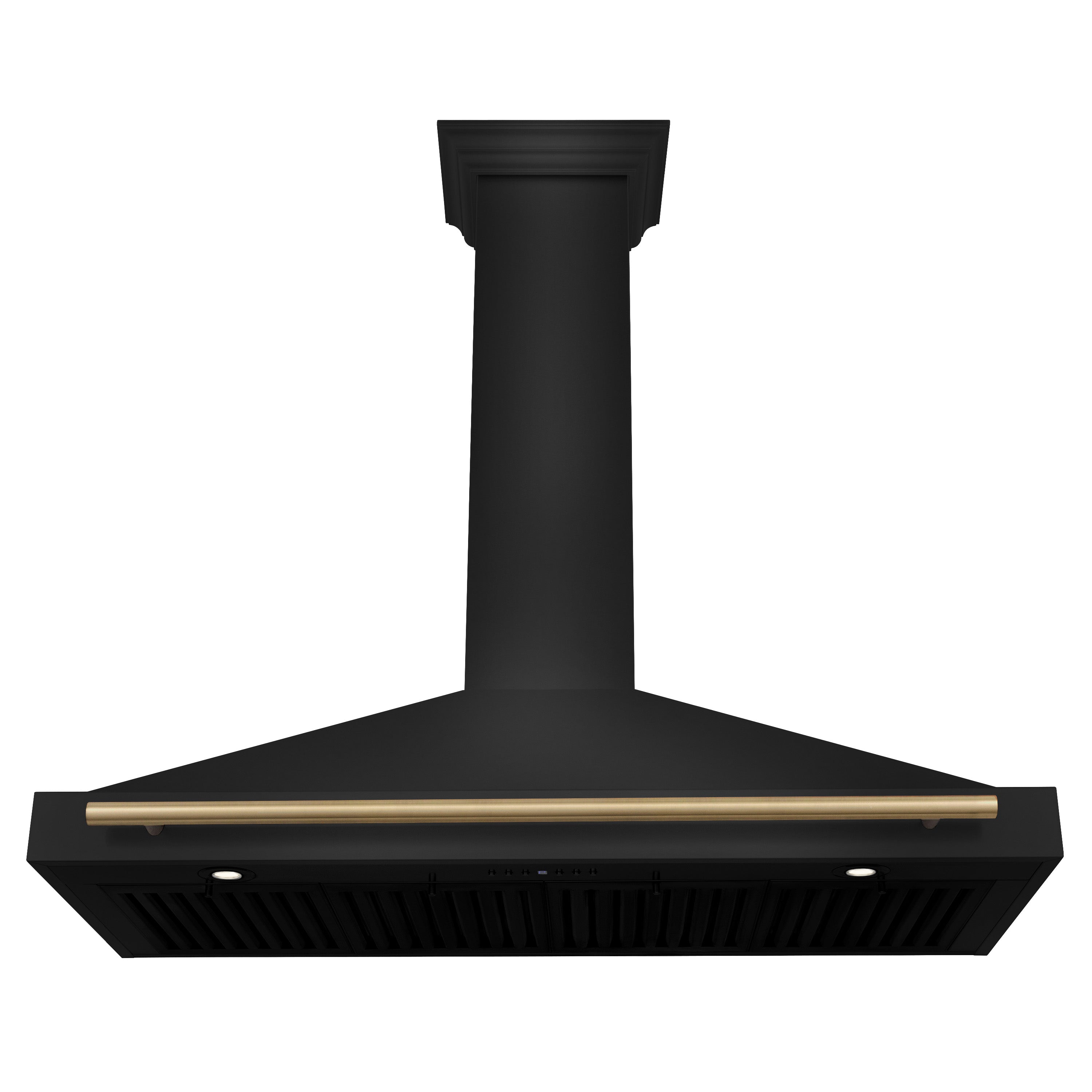 ZLINE 48 in. Wall Mount Range Hood 400 CFM Convertible Black Stainless Steel with Champagne Bronze Handle (BSKB4Z-48-CB)