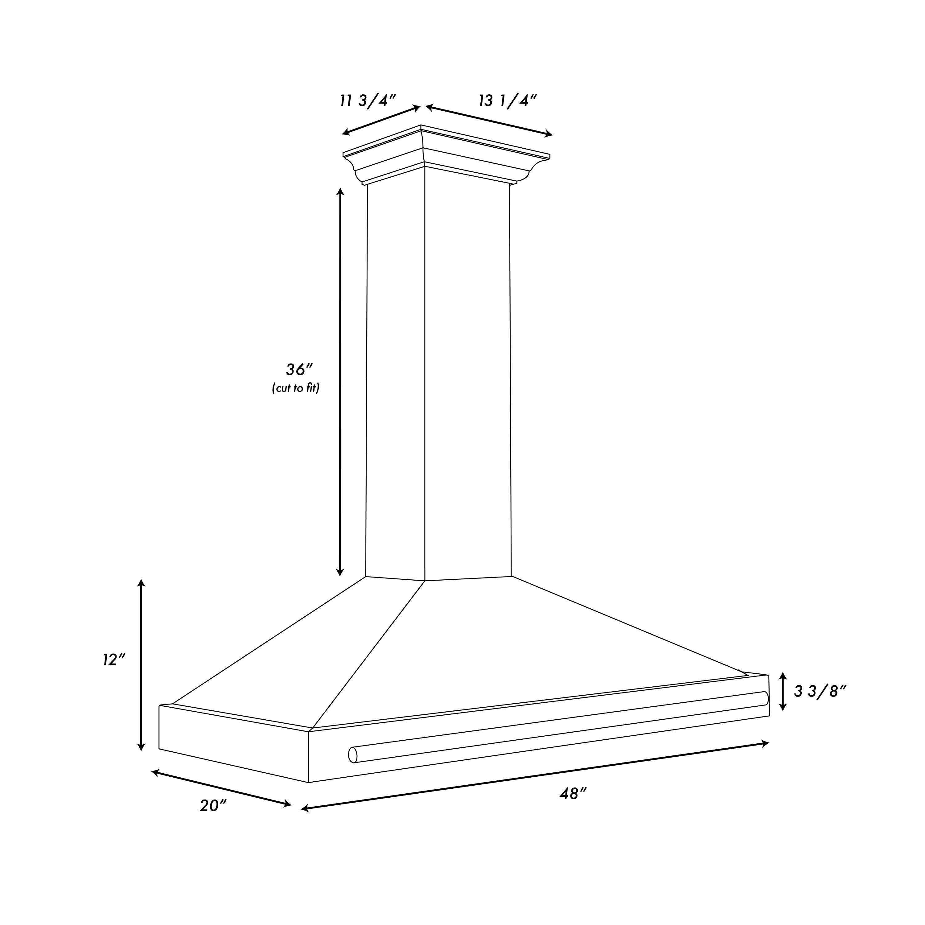 ZLINE 48 in. Wall Mount Range Hood 400 CFM Convertible Black Stainless Steel Gold Handle (BSKB4Z-48-G)
