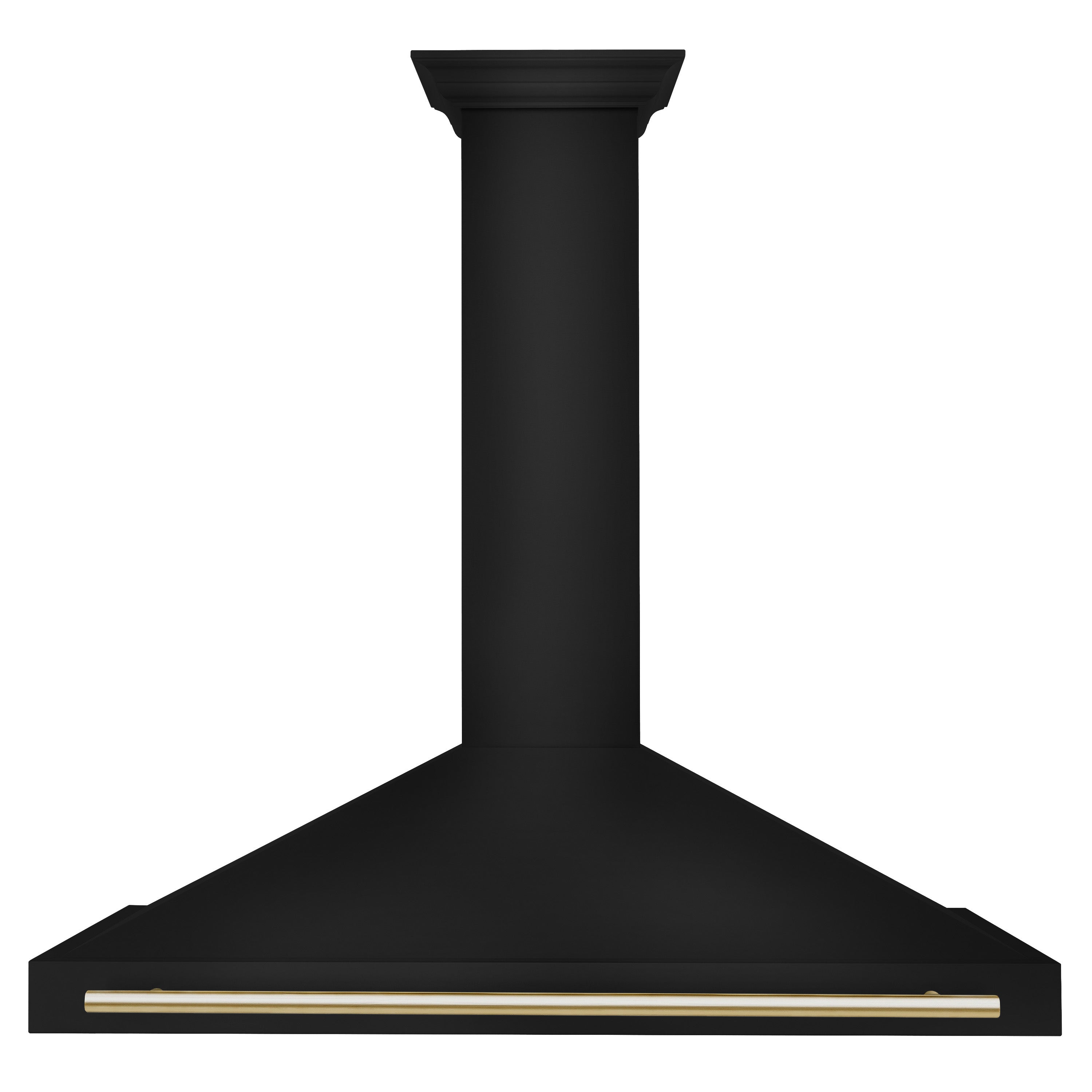 ZLINE 48 in. Wall Mount Range Hood 400 CFM Convertible Black Stainless Steel Gold Handle (BSKB4Z-48-G)