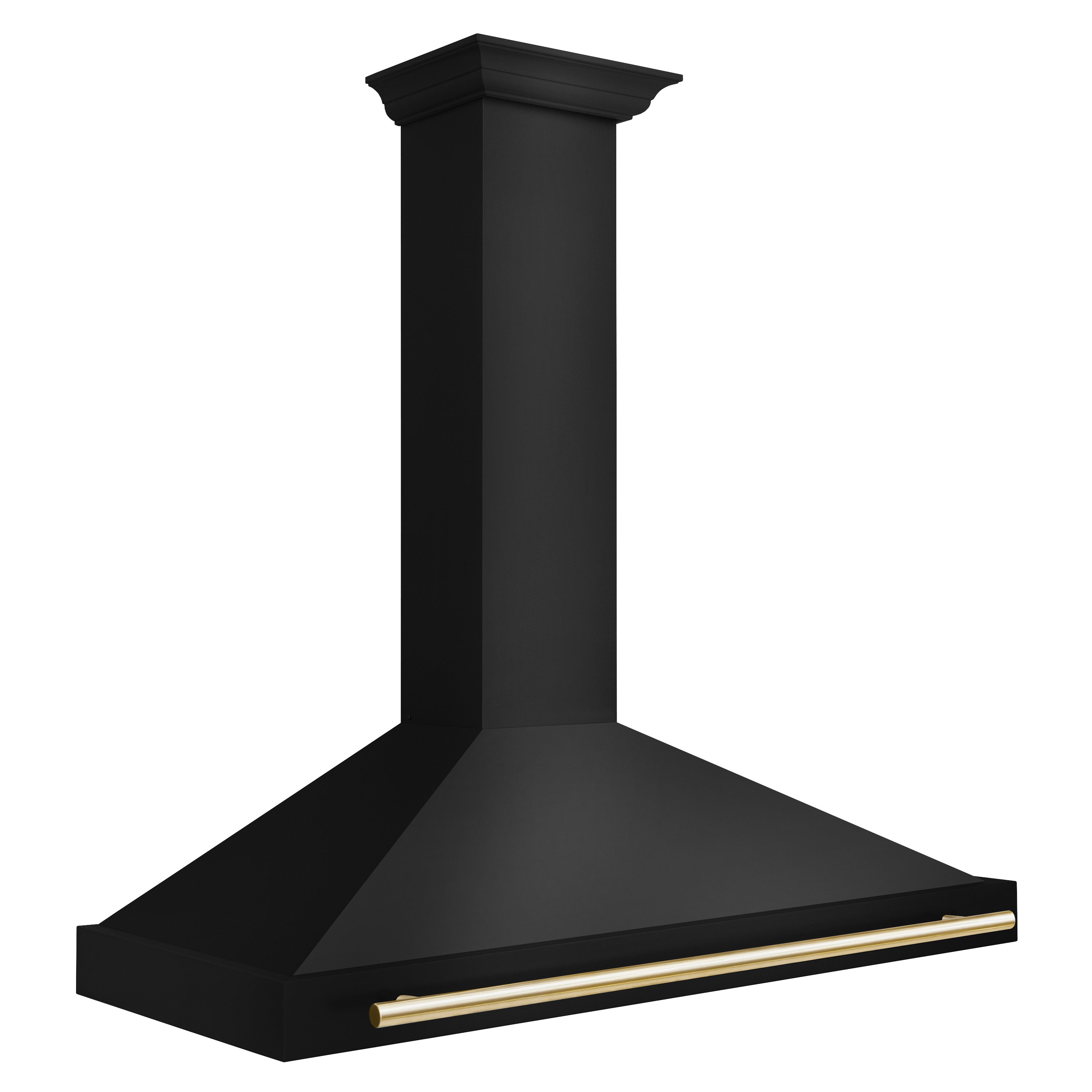 ZLINE 48 in. Wall Mount Range Hood 400 CFM Convertible Black Stainless Steel Gold Handle (BSKB4Z-48-G)