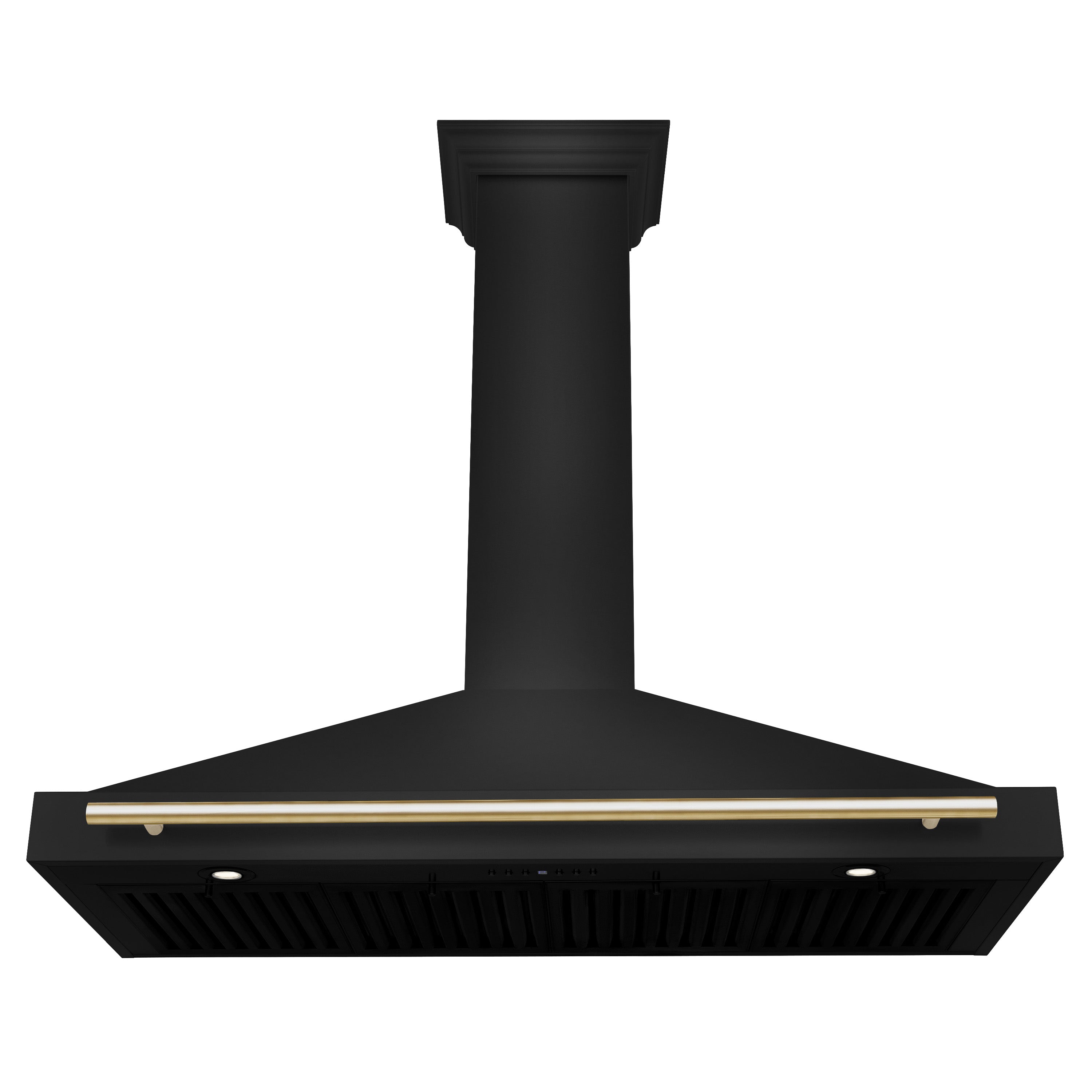 ZLINE 48 in. Wall Mount Range Hood 400 CFM Convertible Black Stainless Steel Gold Handle (BSKB4Z-48-G)