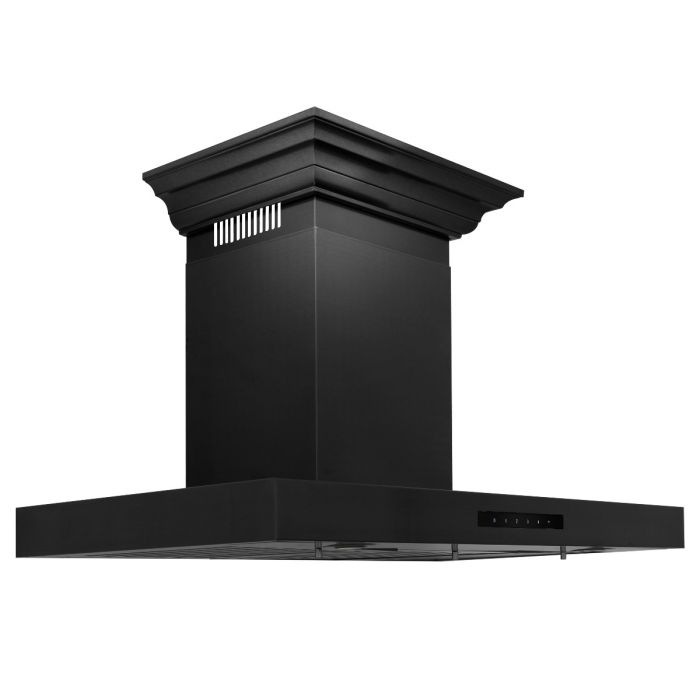 ZLINE 36 in Wall Mount Range Hood Convertible Vent Black Stainless Steel Crown Molding (BSKENCRN-36)
