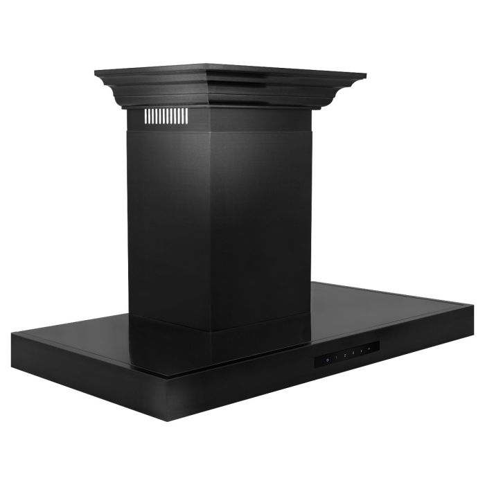 ZLINE 36 in Wall Mount Range Hood Convertible Vent Black Stainless Steel Crown Molding (BSKENCRN-36)