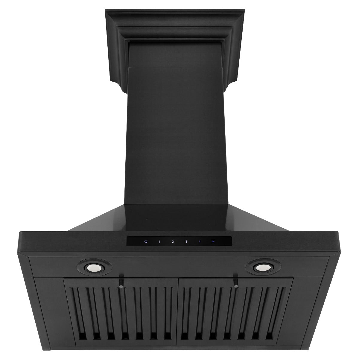 ZLINE 24 in. Wall Mount Range Hood – Convertible Vent, Black Stainless Steel, Crown Molding (BSKBNCRN-24)