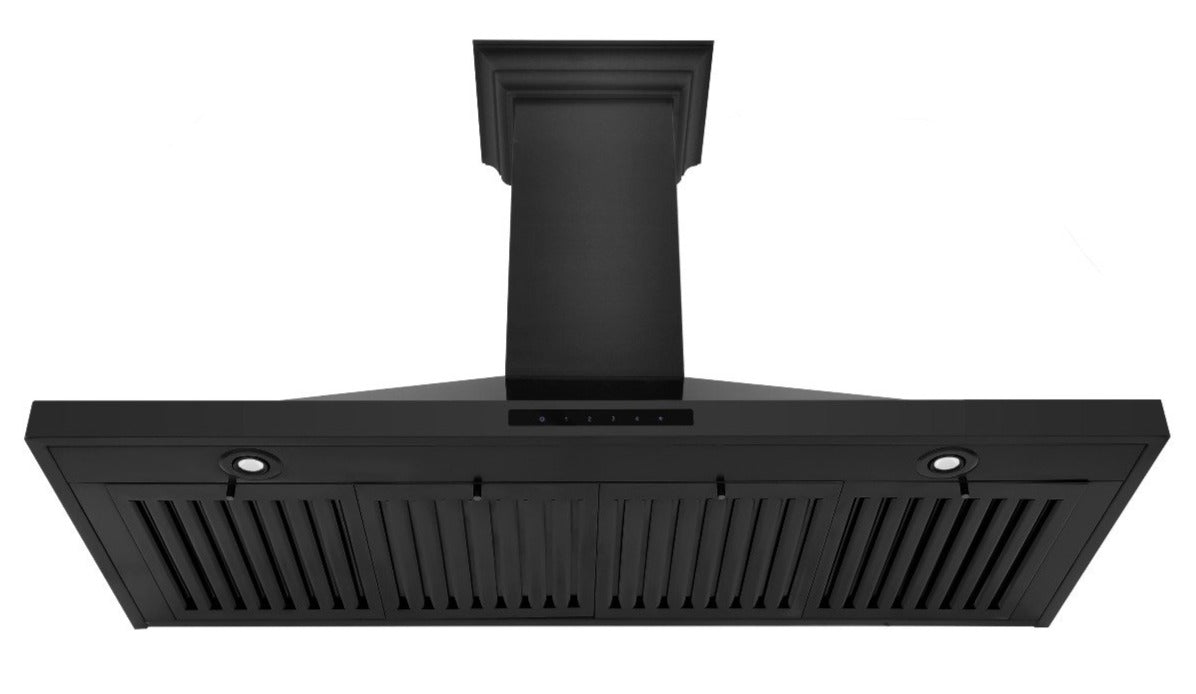 ZLINE 48 in. Wall Mount Range Hood Convertible Vent Black Stainless Steel with Crown Molding (BSKBNCRN-48)