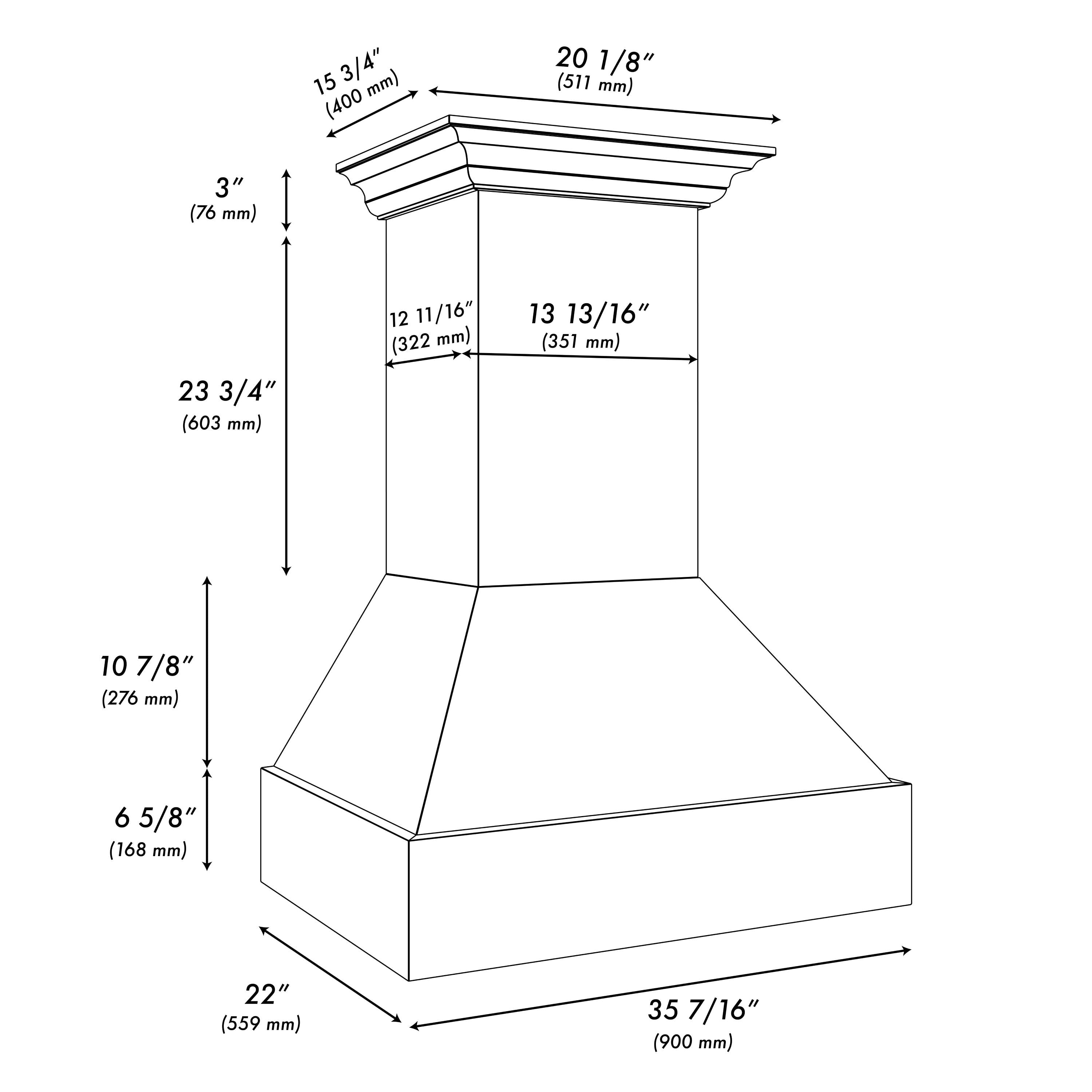 ZLINE 36 in. Wall Mount Range Hood, Wooden Rustic Black Finish, 700 CFM (355CC-36)
