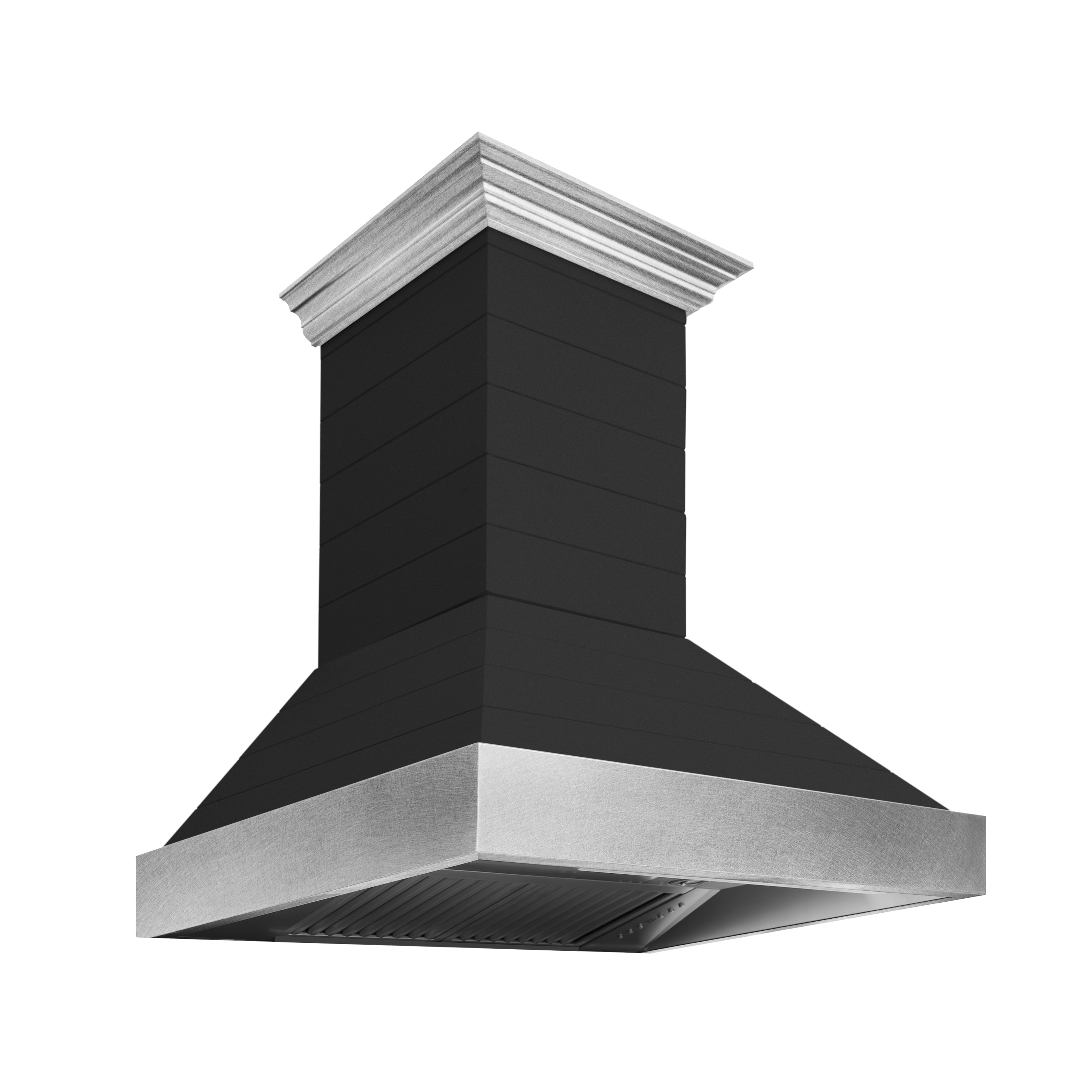 ZLINE 36 in. Wall Mount Range Hood 700 CFM Rustic Shiplap Black with Stainless Steel Accents (365CC-36)
