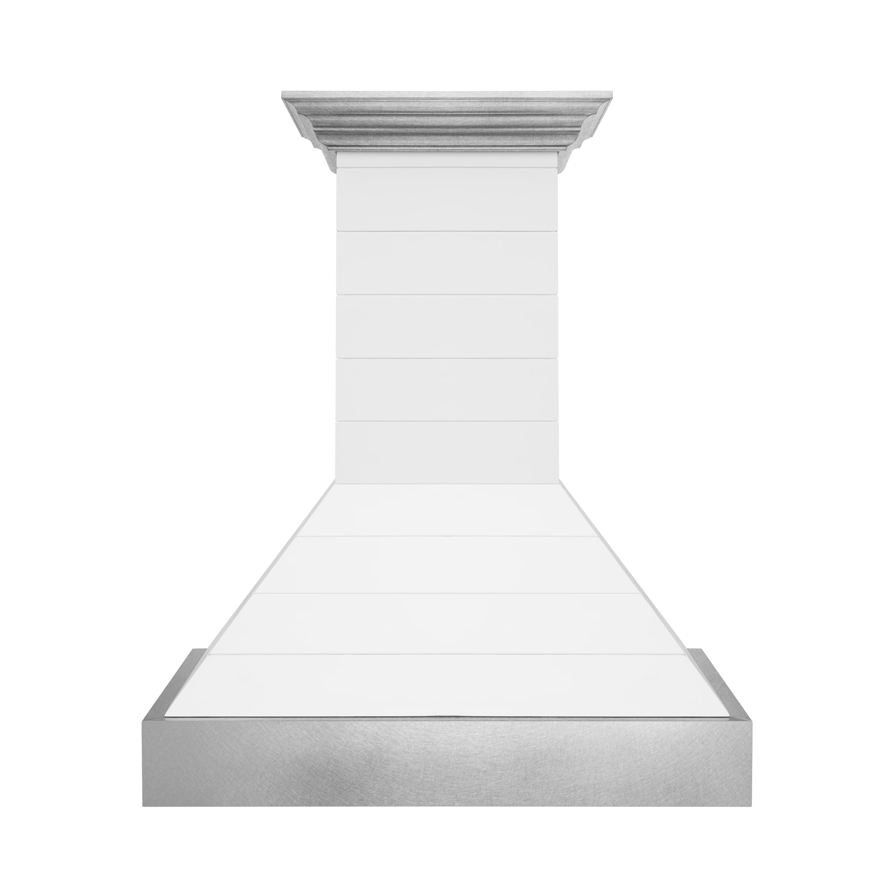 ZLINE 30 in. Wall Mount Range Hood, 400 CFM, Wooden Rustic Shiplap Bright White Finish with Stainless Steel Accents (365WW-30)