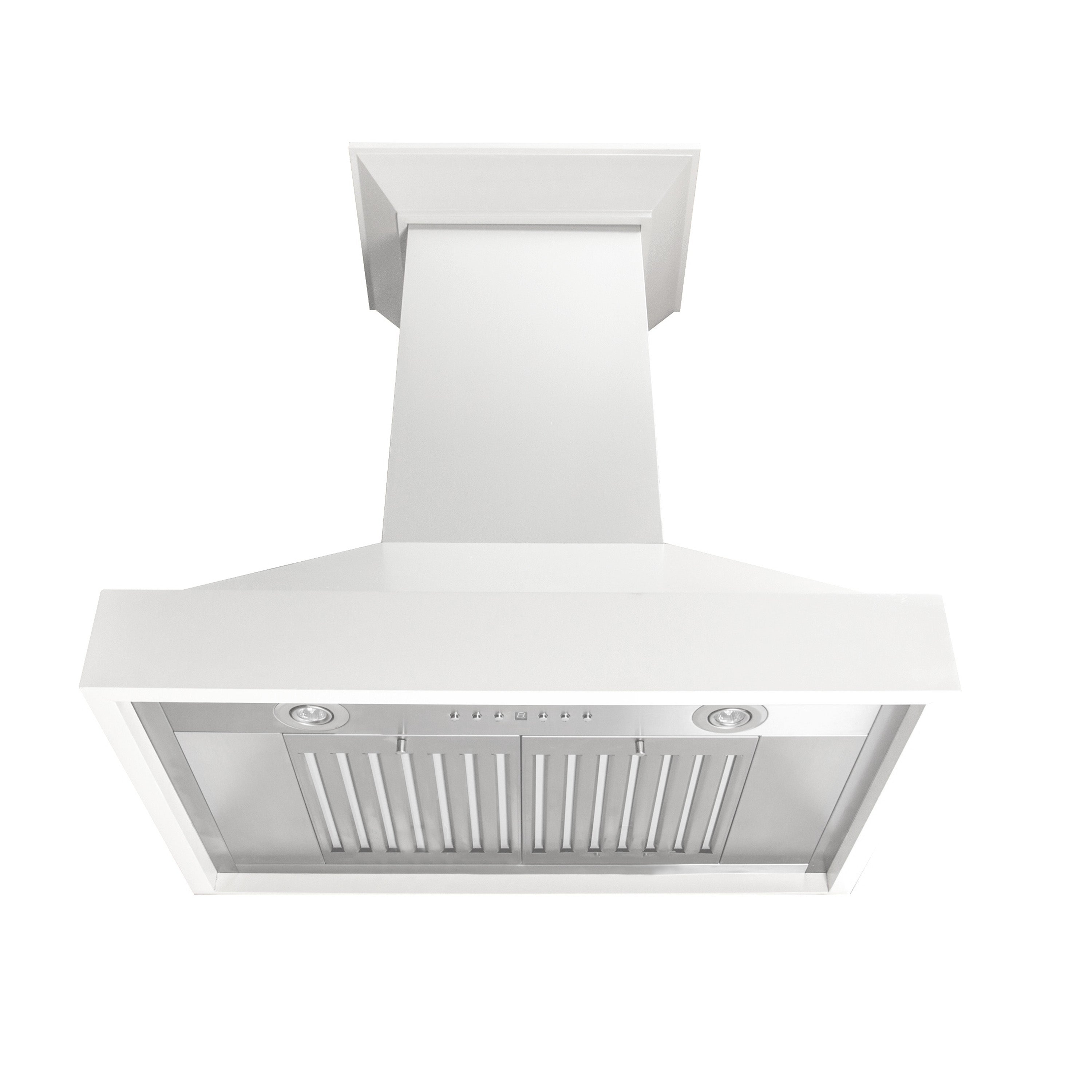 ZLINE 36 in. Wall Mount Range Hood 400 CFM Convertible Wooden Bright White Finish (KBWW-36)