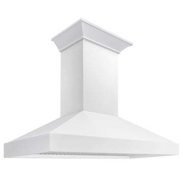 ZLINE 48 in. Wall Mount Range Hood 400 CFM Convertible Wooden Smooth Bright White Finish (KBWW-48)