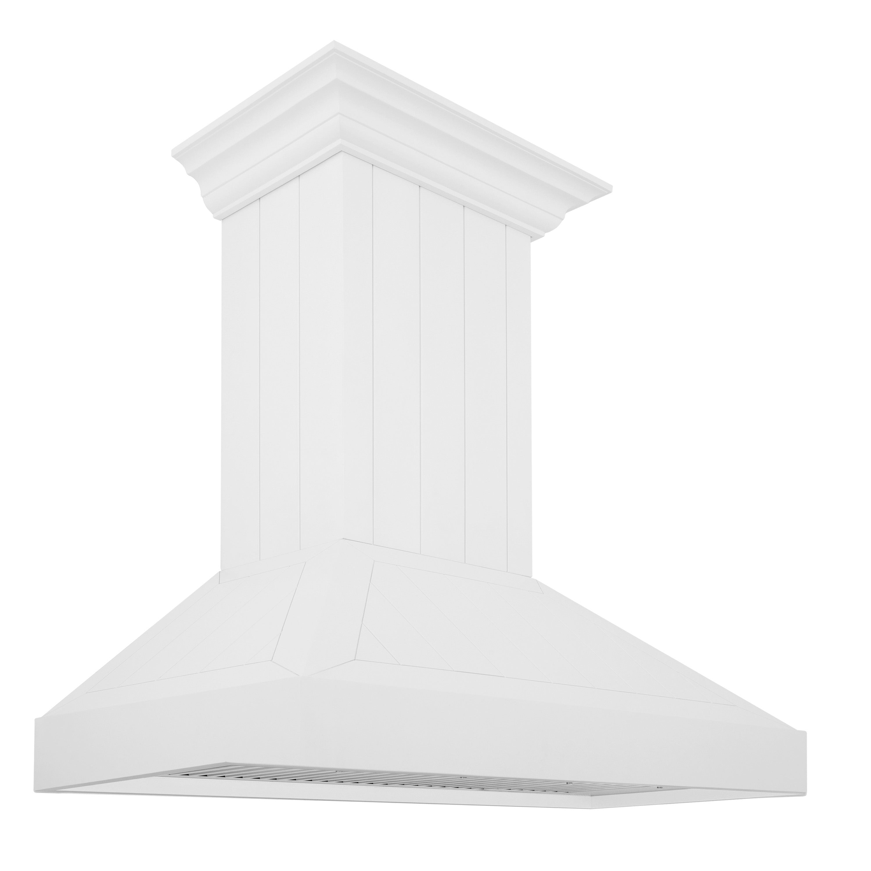 ZLINE 30 in. Wall Mount Range Hood 400 CFM Convertible Wooden Shiplap Bright White Finish (KPWW-30)