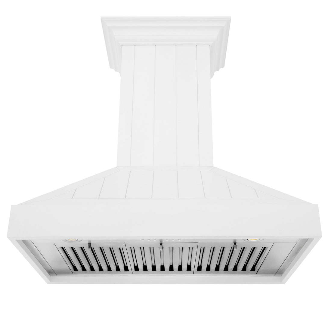 ZLINE 36 in. Wooden Wall Mount Range Hood 400 CFM Convertible Shiplap Bright White (KPWW-36)