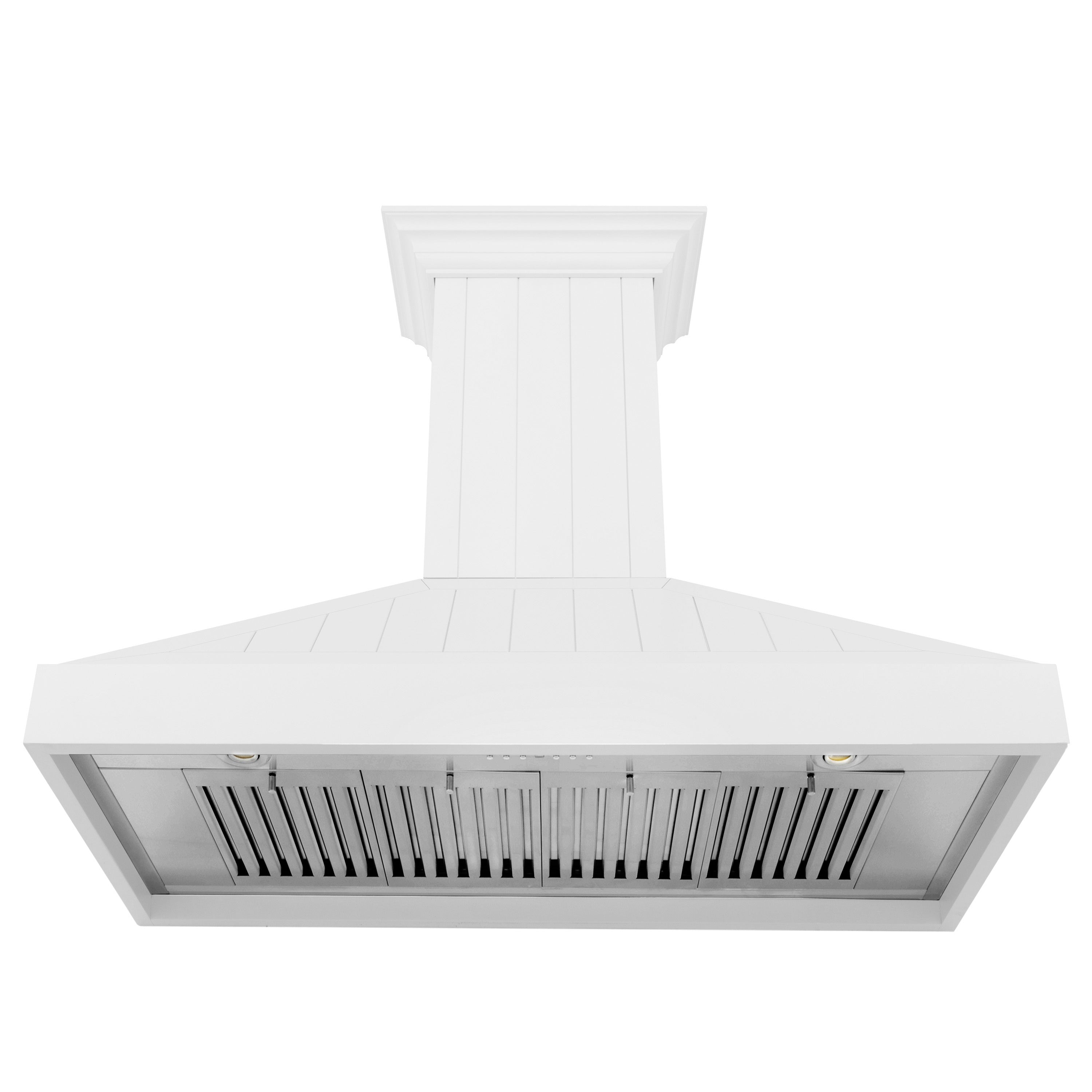 ZLINE 48 in. Wall Mount Range Hood, 400 CFM, Convertible, Wooden Shiplap Bright White Finish (KPWW-48)
