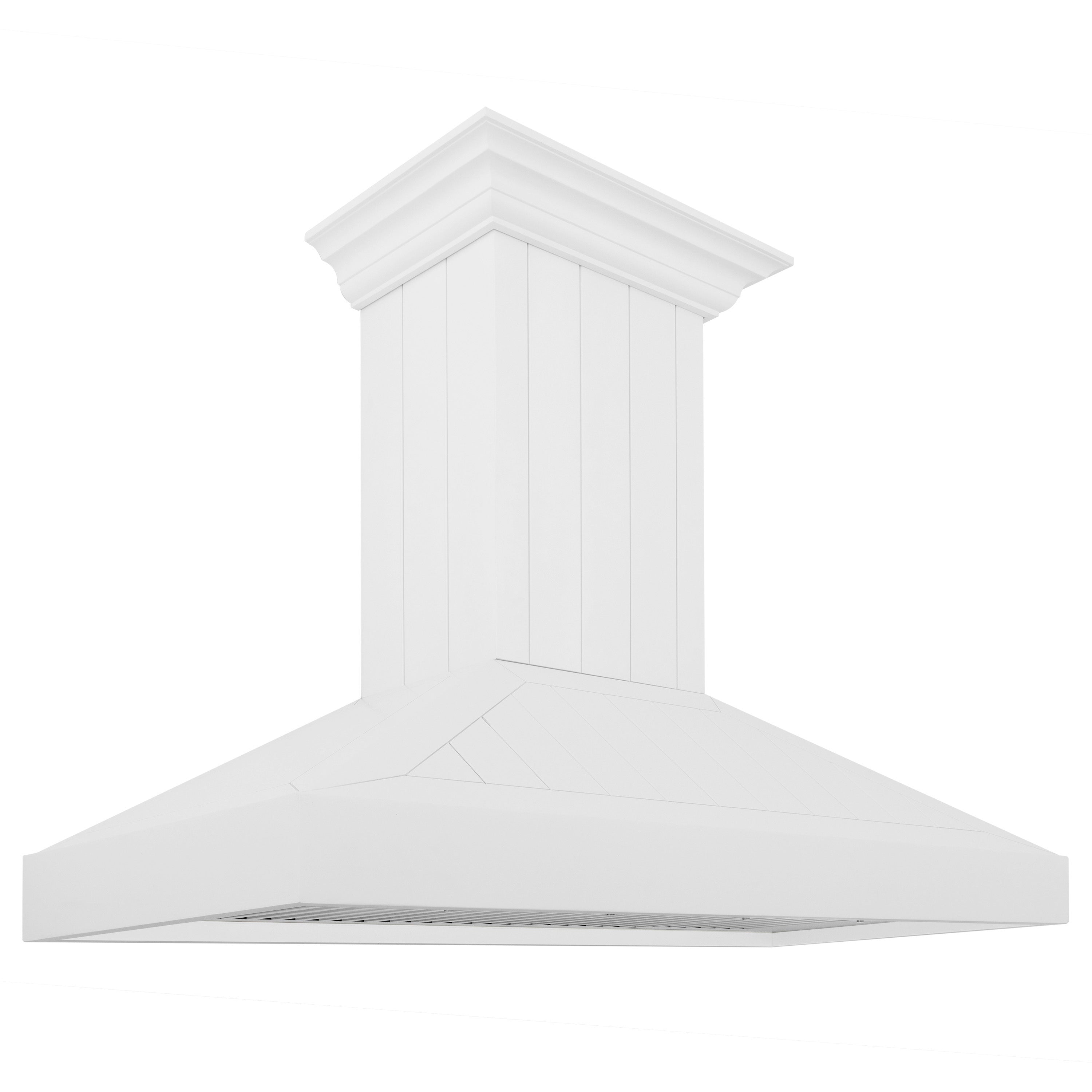 ZLINE 48 in. Wall Mount Range Hood, 400 CFM, Convertible, Wooden Shiplap Bright White Finish (KPWW-48)