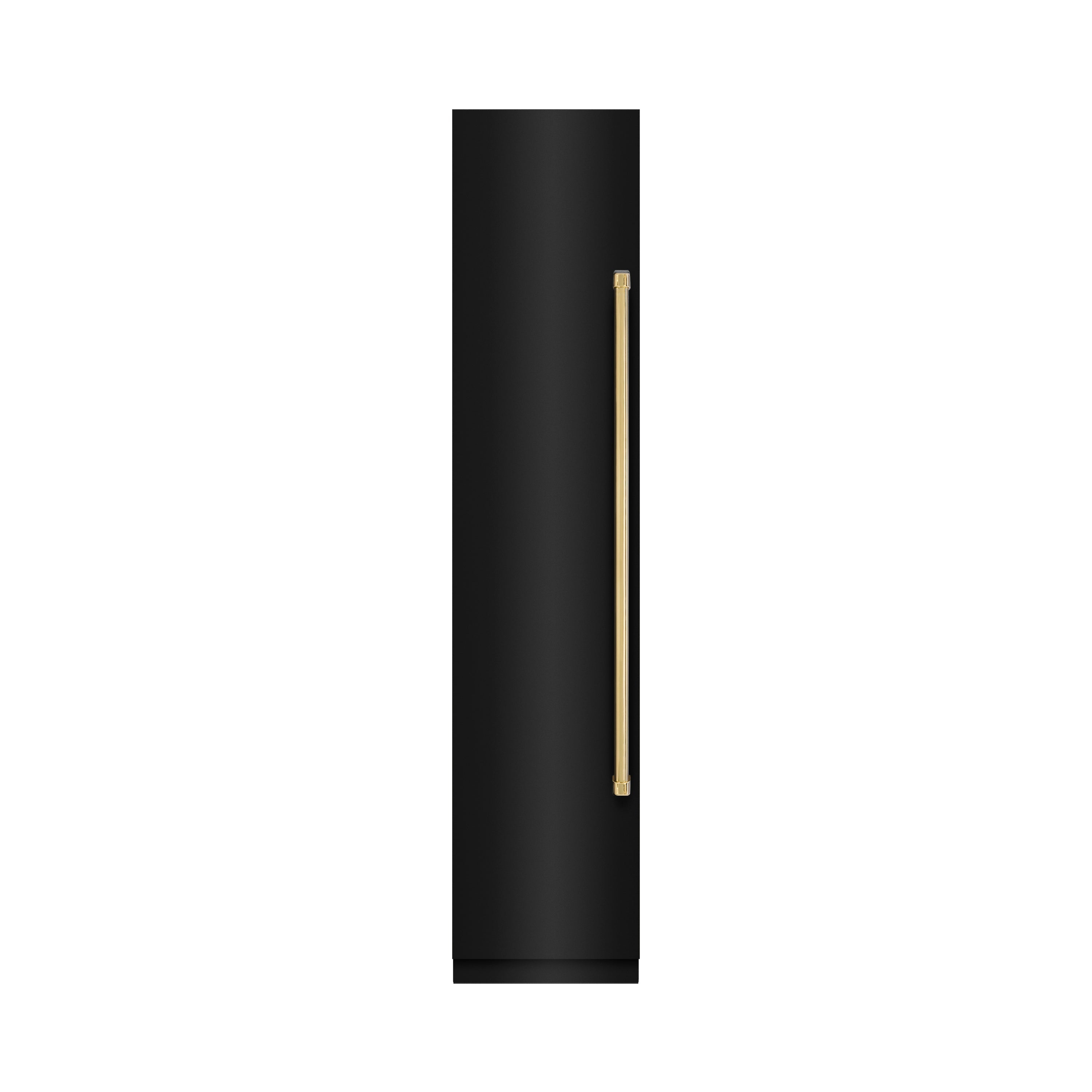 ZLINE Autograph 18" 8.6 cu. ft. Left Hinge Column Freezer in Black Stainless Steel with Graphite Gray Interior and Polished Gold Accents, RCFVLZ-BS-18-G