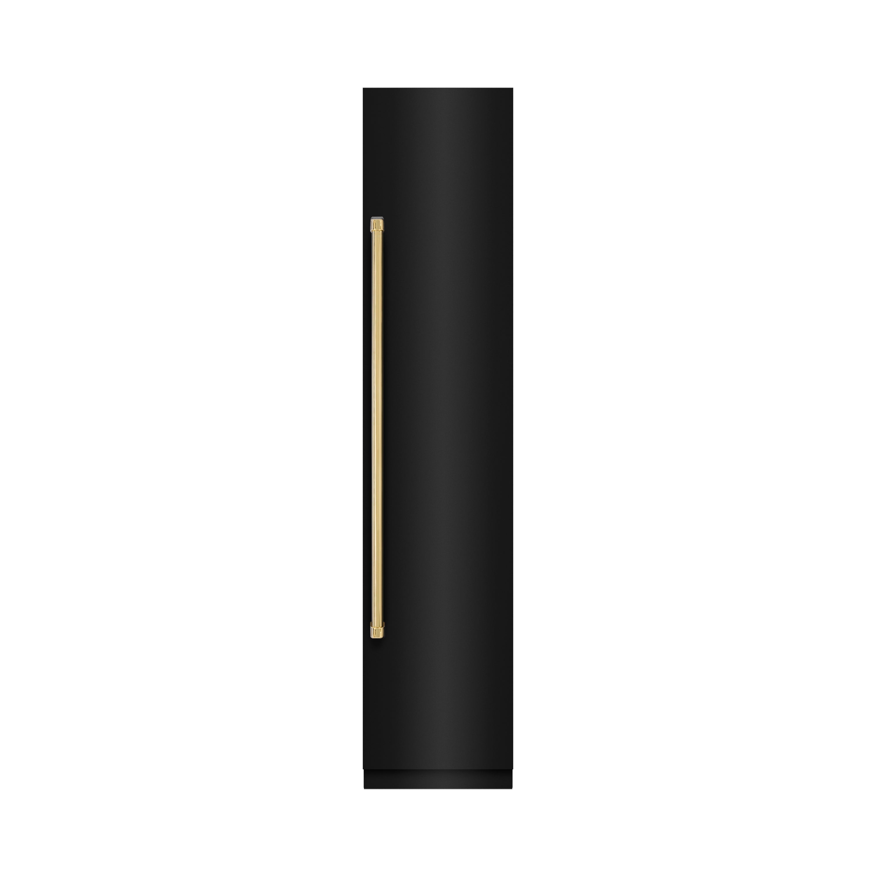 ZLINE Autograph 18" 8.6 cu. ft. Right Hinge Column Freezer in Black Stainless Steel with Graphite Gray Interior and Polished Gold Accents, RCFVRZ-BS-18-G