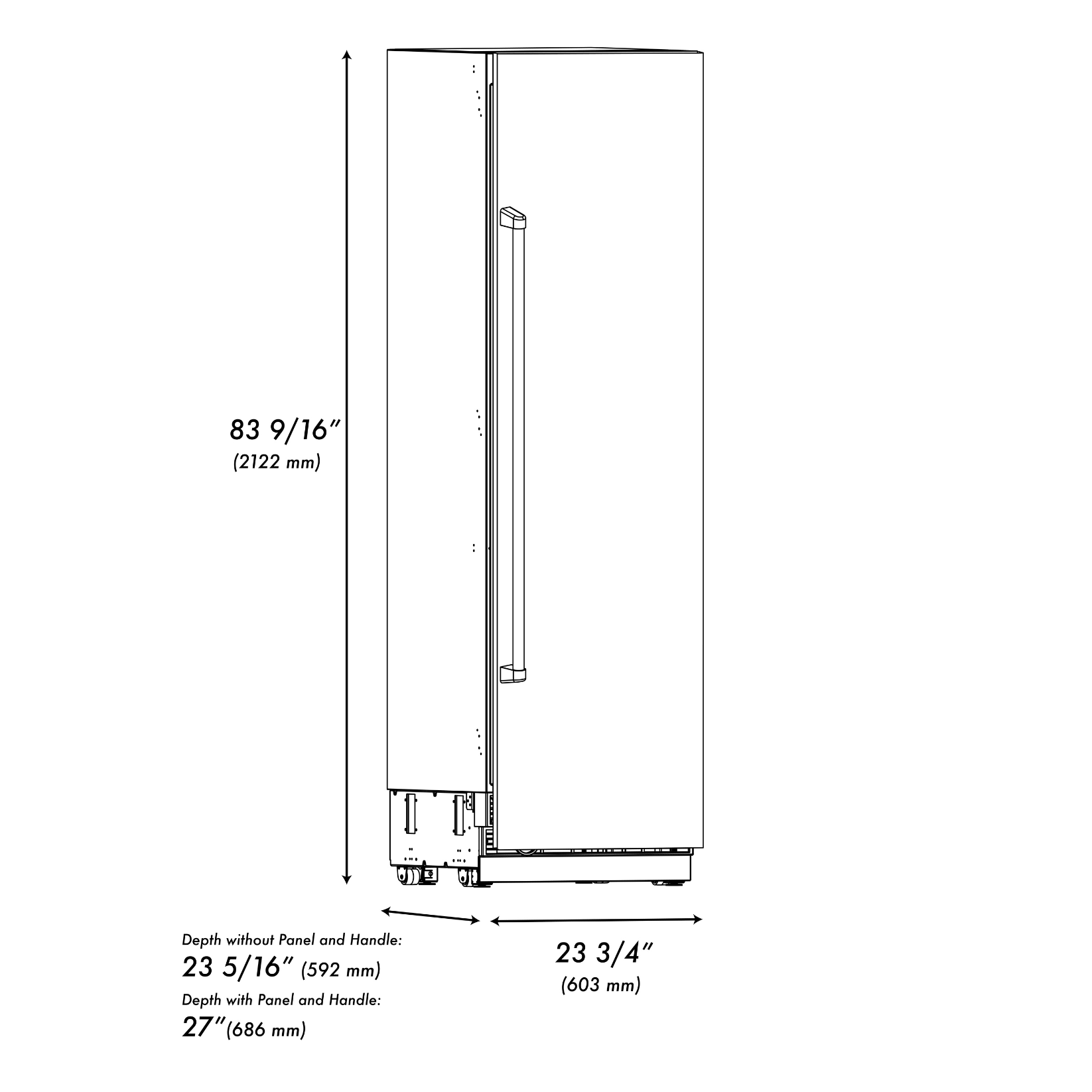 ZLINE 24 in. Column Refrigerator, 12.5 Cu. Ft., Black Stainless Steel with Graphite Gray Interior (RCRV-BS-24)