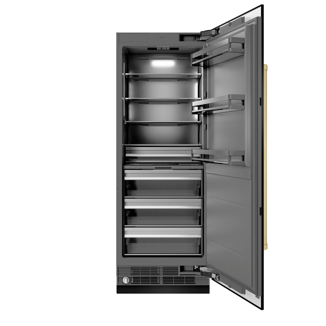 ZLINE 30 in. Column Refrigerator 16.7 cu. ft. Black Stainless Steel Graphite Gray Interior Champagne Bronze Accents (RCRVZ-BS-30-CB)