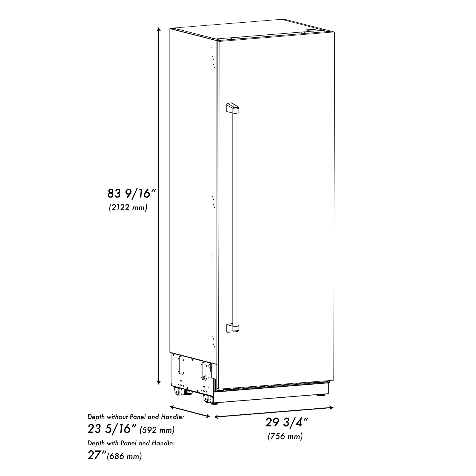 ZLINE 30 in. Column Refrigerator 16.7 cu. ft. Black Stainless Steel Graphite Gray Interior Polished Gold Accents (RCRVZ-BS-30-G)