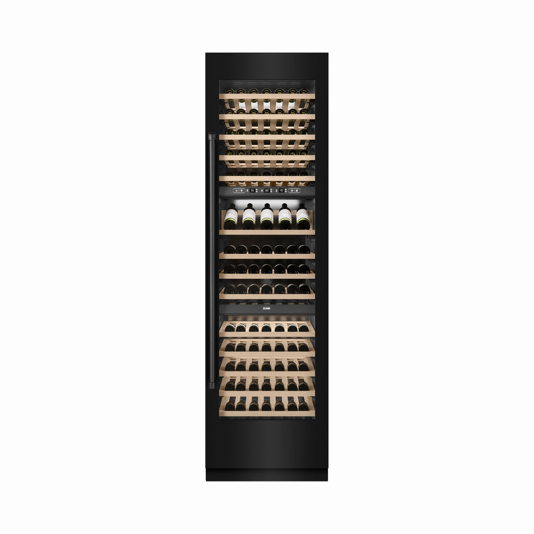 ZLINE 24" 12.4 cu. ft. Triple Zone 100 Bottle Column Wine Cooler in Black Stainless Steel, RCWV-BS-24
