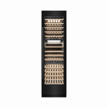 ZLINE 24" 12.4 cu. ft. Triple Zone 100 Bottle Column Wine Cooler in Black Stainless Steel, RCWV-BS-24