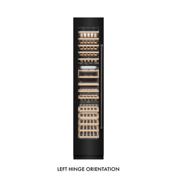 ZLINE 18" 9.0 cu. ft. Triple Zone 68 Bottle Left Hinge Column Wine Cooler in Black Stainless Steel, RCWVL-BS-18