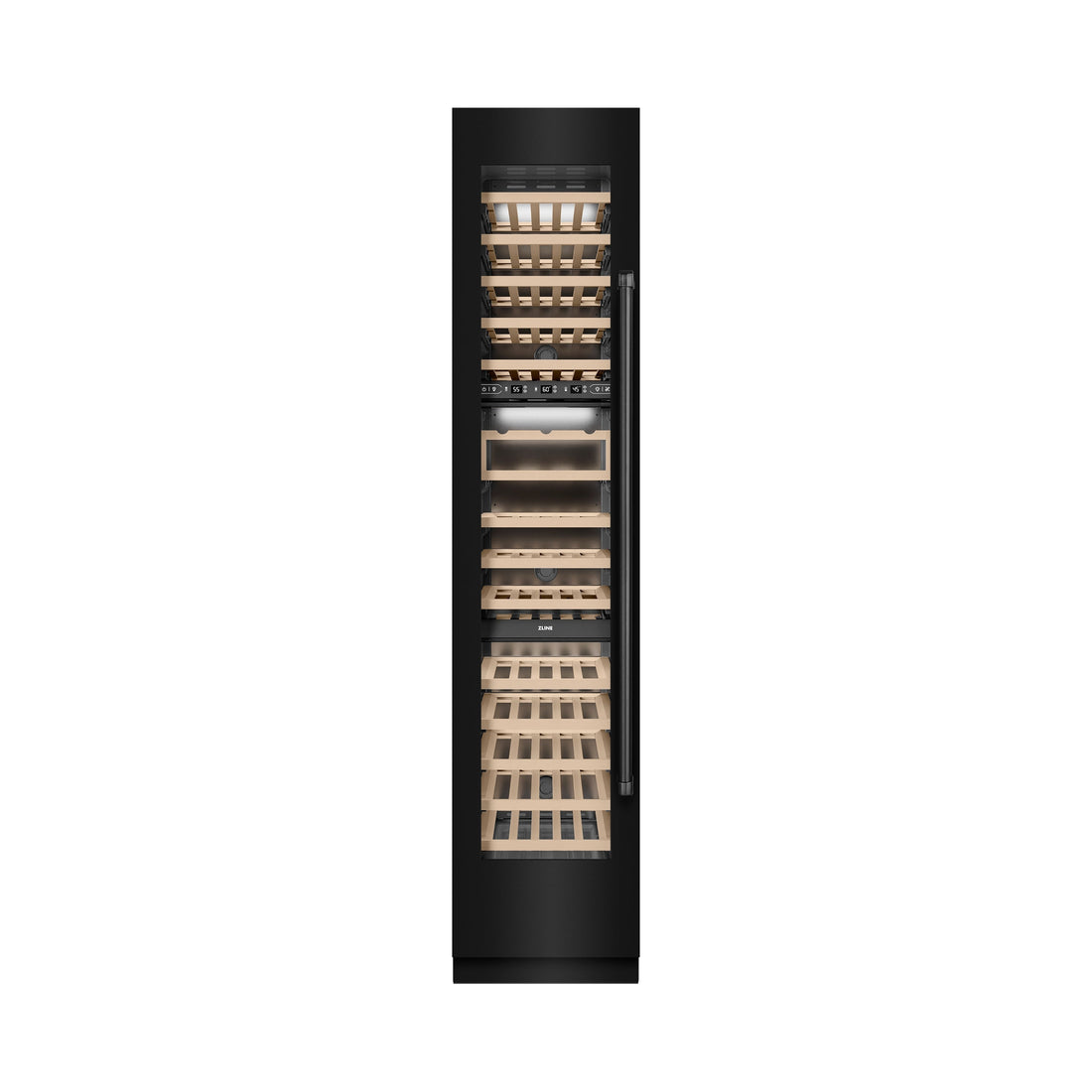 ZLINE 18" 9.0 cu. ft. Triple Zone 68 Bottle Left Hinge Column Wine Cooler in Black Stainless Steel, RCWVL-BS-18