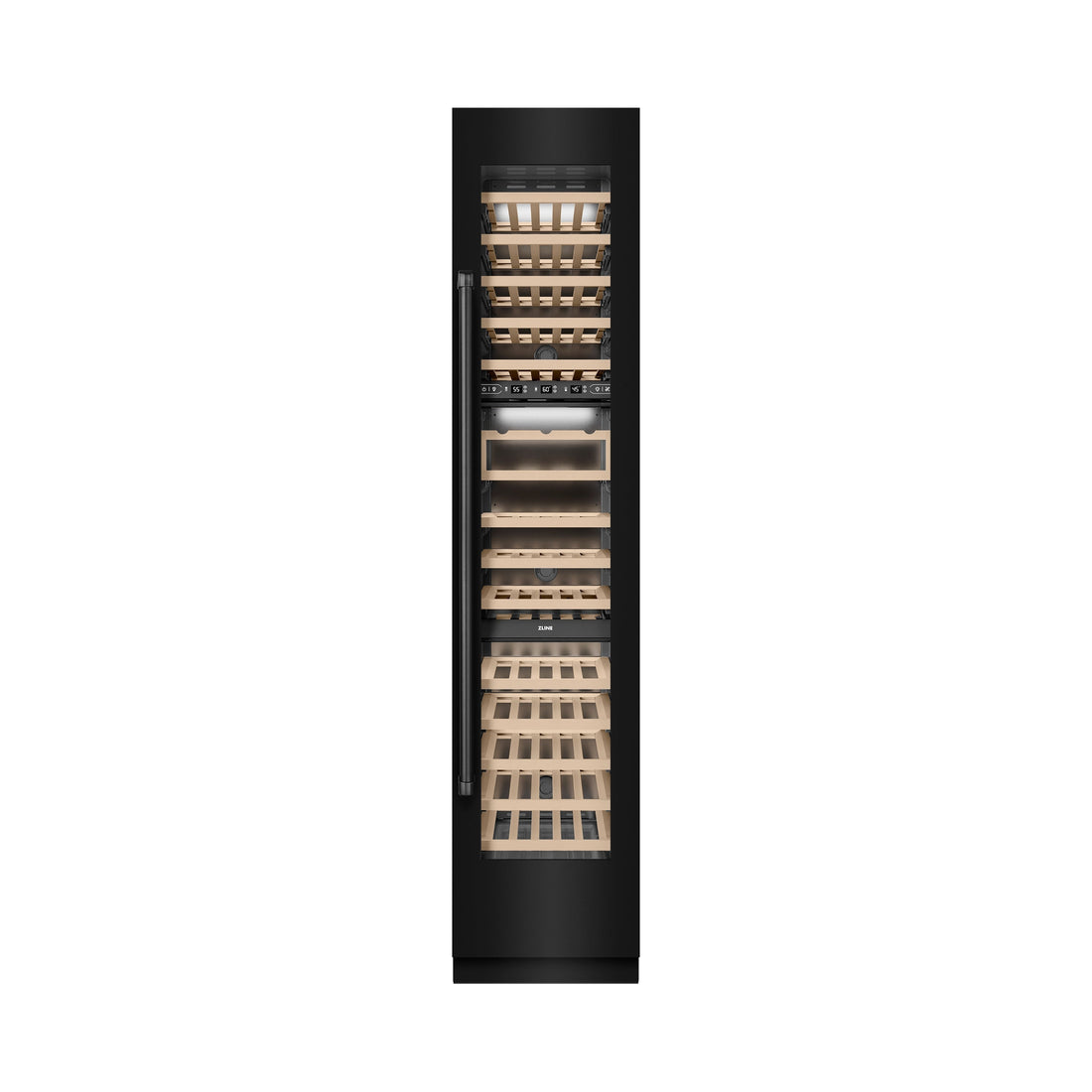 ZLINE 18" 9.0 cu. ft. Triple Zone 68 Bottle Right Hinge Column Wine Cooler in Black Stainless Steel, RCWVR-BS-18