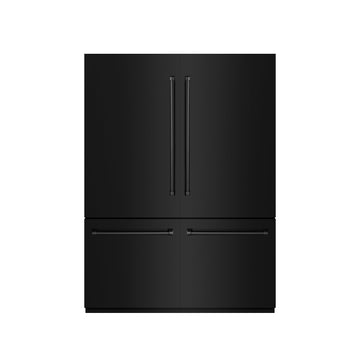 ZLINE 60 in. French Door Built-In Bottom Freezer Refrigerator 32.2 Cu. Ft. with Water Dispensers & Ice Makers, Black Stainless Steel, Graphite Gray Interior (GRBIV-BS-60)