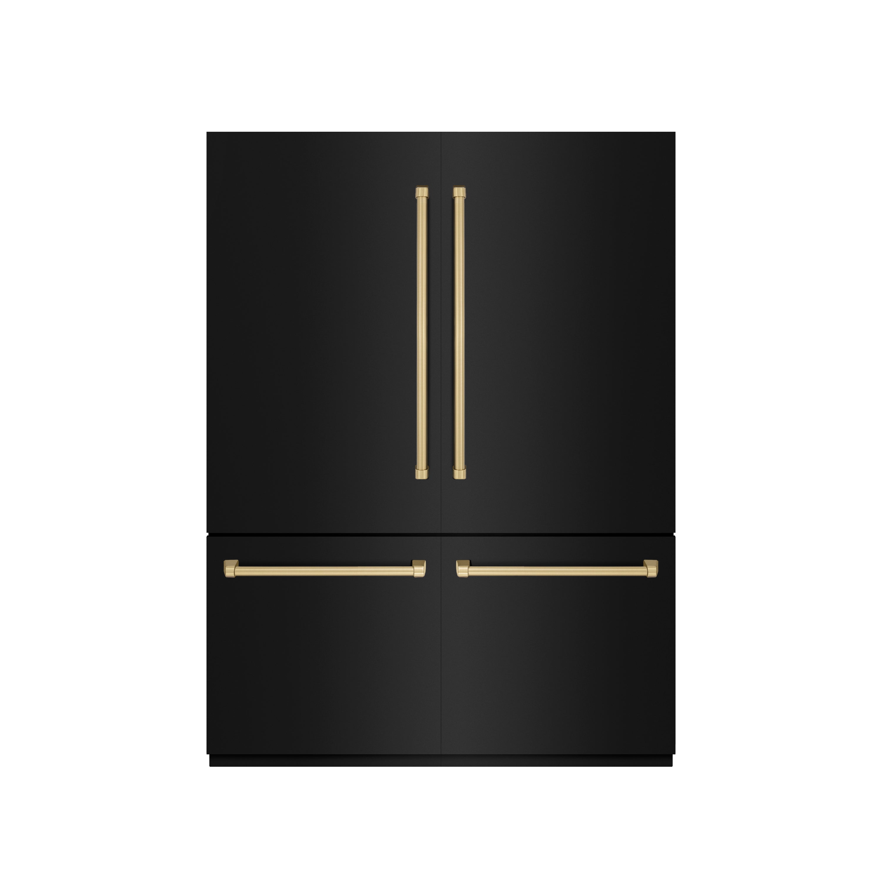 ZLINE 60 in. French Door Built-In Bottom Freezer Refrigerator 32.2 cu. ft. Water Dispenser Ice Maker Black Stainless Steel Champagne Bronze Accents (GRBIVZ-BS-60-CB)