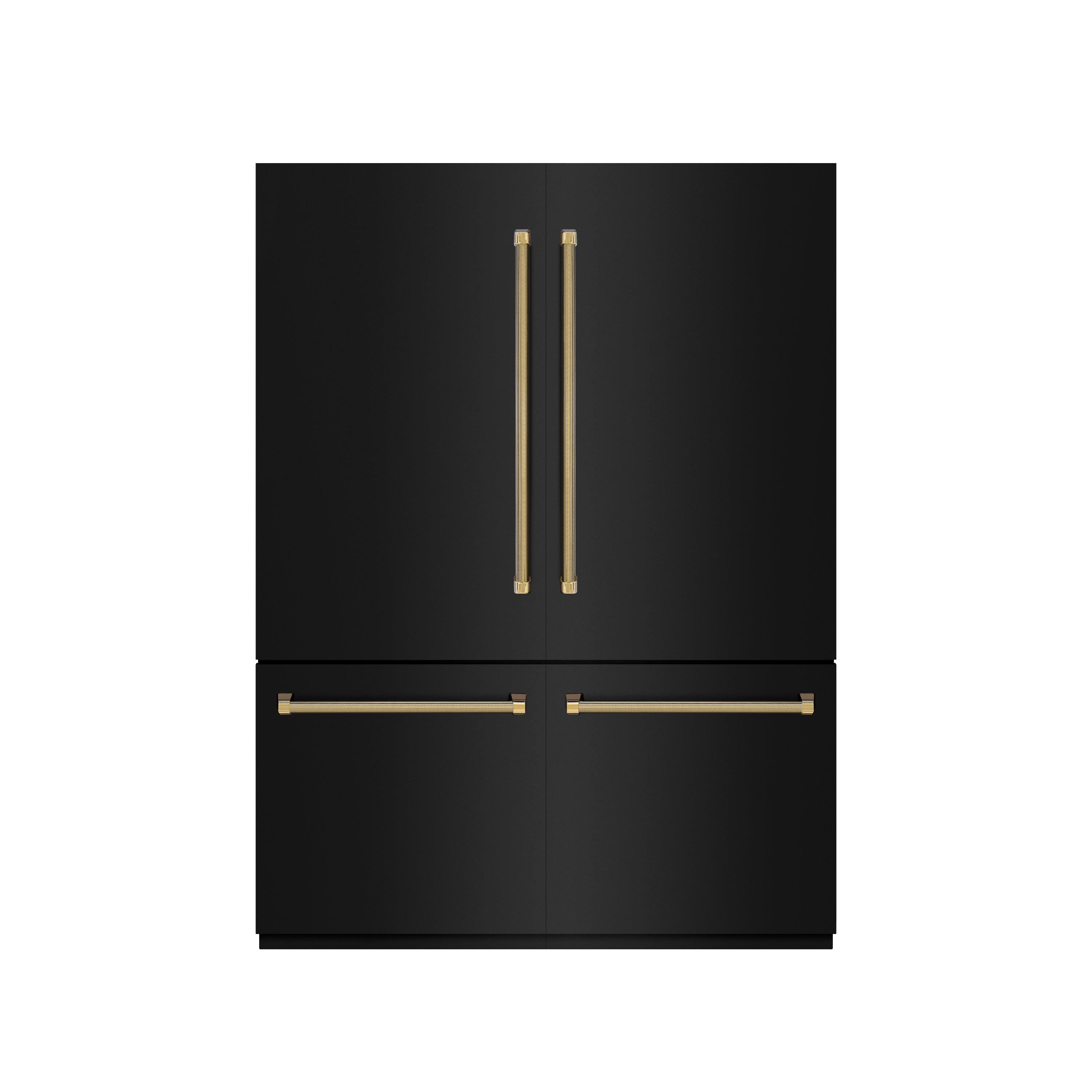 ZLINE 60 in. Built-In French Door Refrigerator 32.2 cu. ft. Black Stainless Steel Water Dispenser Ice Maker Polished Gold Handles (GRBIVZ-BS60KG)