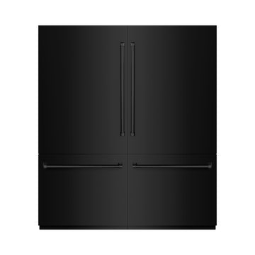 ZLINE 72 in. French Door Built-In Bottom Freezer Refrigerator 39.6 Cu. Ft. with Water Dispensers & Ice Makers Black Stainless Steel (RBIT-BS-72)