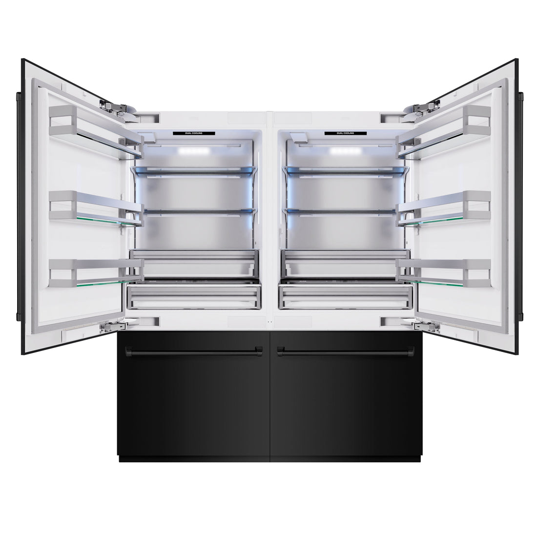 ZLINE 72 in. French Door Built-In Bottom Freezer Refrigerator 39.6 Cu. Ft. with Water Dispensers & Ice Makers Black Stainless Steel (RBIT-BS-72)