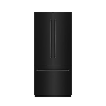 ZLINE 36 in. French Door Built-In Bottom Freezer Refrigerator, 19.6 Cu. Ft., Water Dispenser, Ice Maker, Black Stainless Steel, Stainless Steel Interior (SRBIV-BS-36)